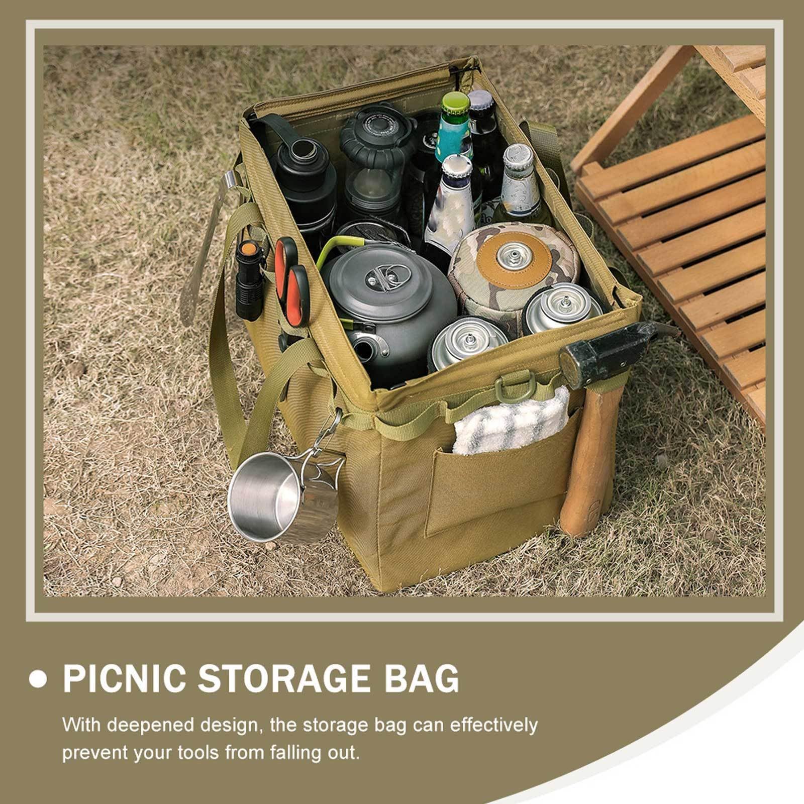Bolsa Plegable de Almacenamiento para Camping, Gran Capacidad Khaki