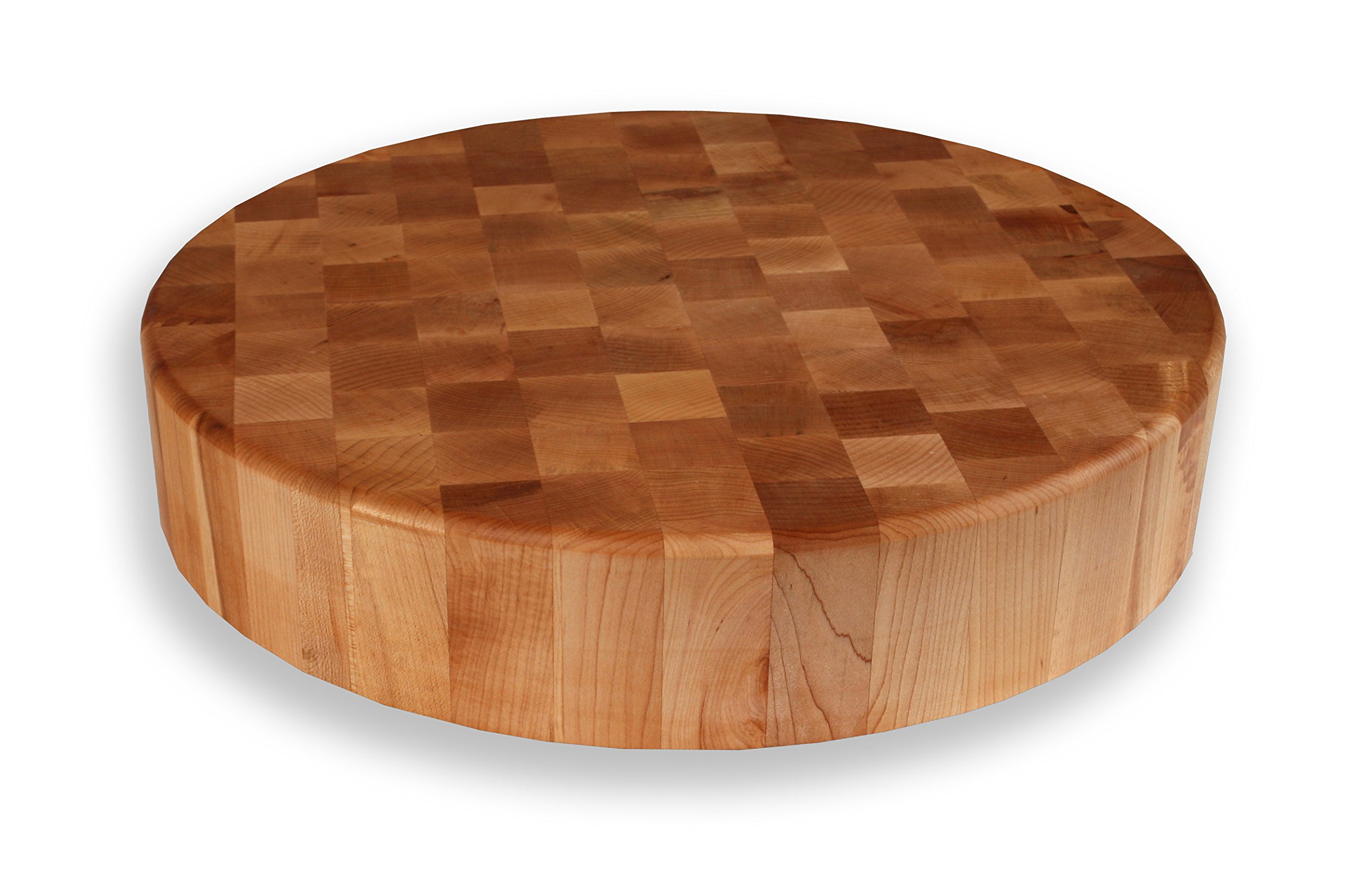 Round Maple Cutting Board/Chopping Block - End Grain - 3-1/2" Thick