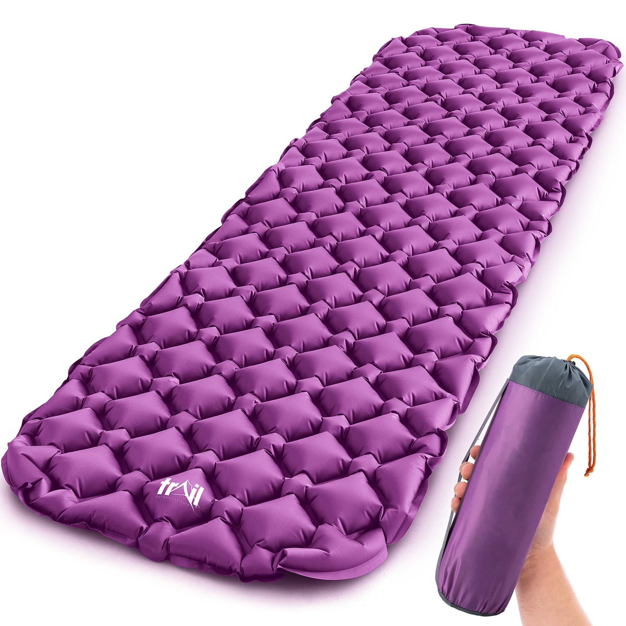 Lightweight Sleeping Mat, Ultra Light Inflatable Camping Pad, Outdoor Hiking Backpacking Festival Air Mattress, Waterproof TPU, 190cm x 56cm x 5.5cm, 520g