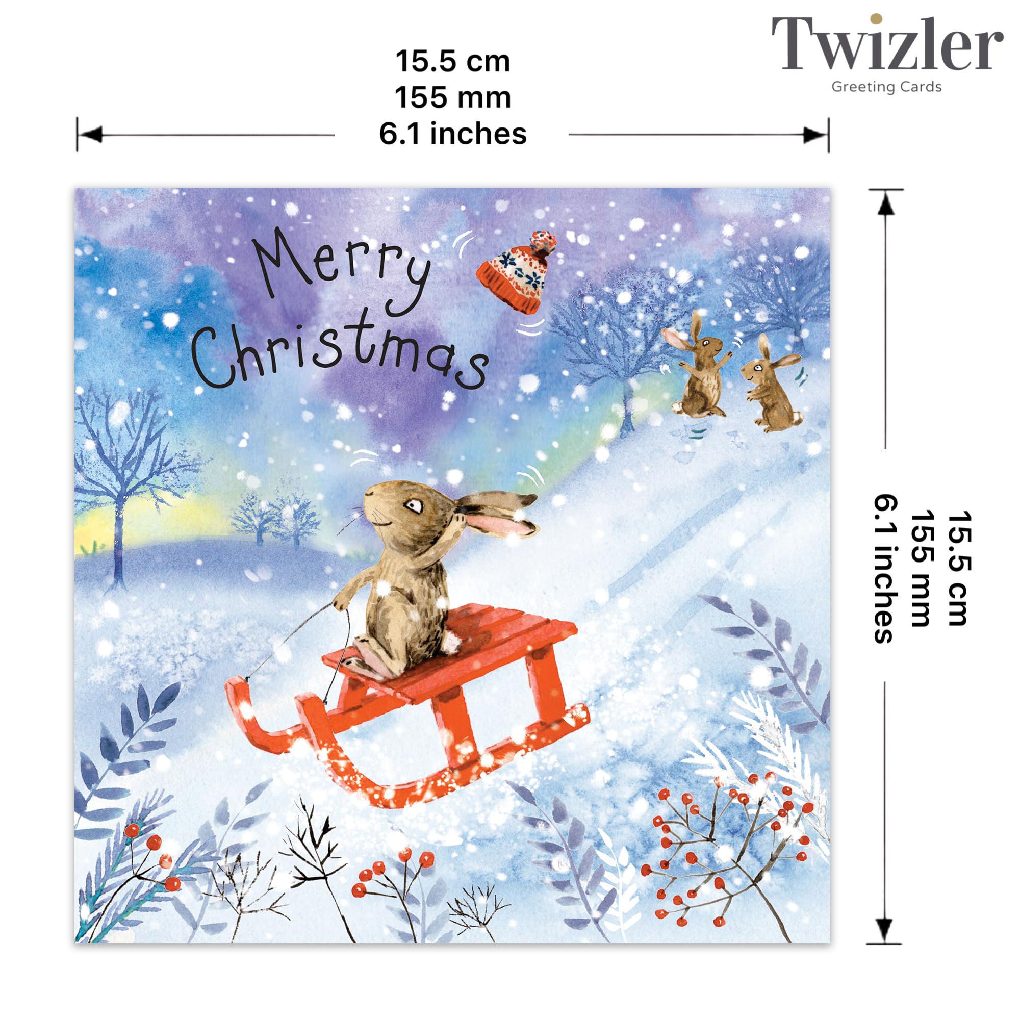 Twizler Weihnachtskarte Mit Spielenden Pinguinen – Frohe Weihnachten Karte Inkl. Rotem Umschlag (145x145 Mm)