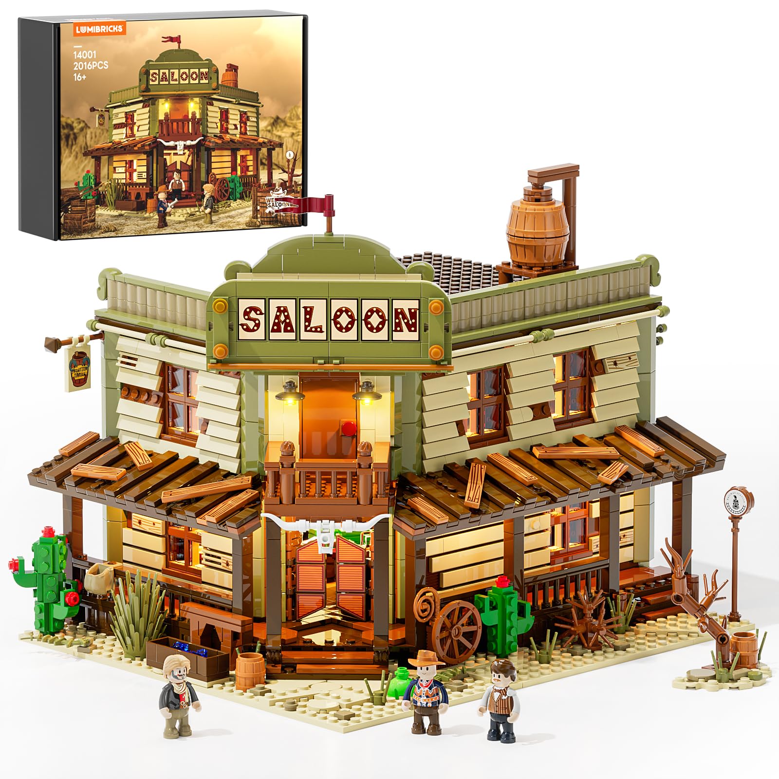Lumibricks Old West Western Saloon Modular Building Set with LED Lights