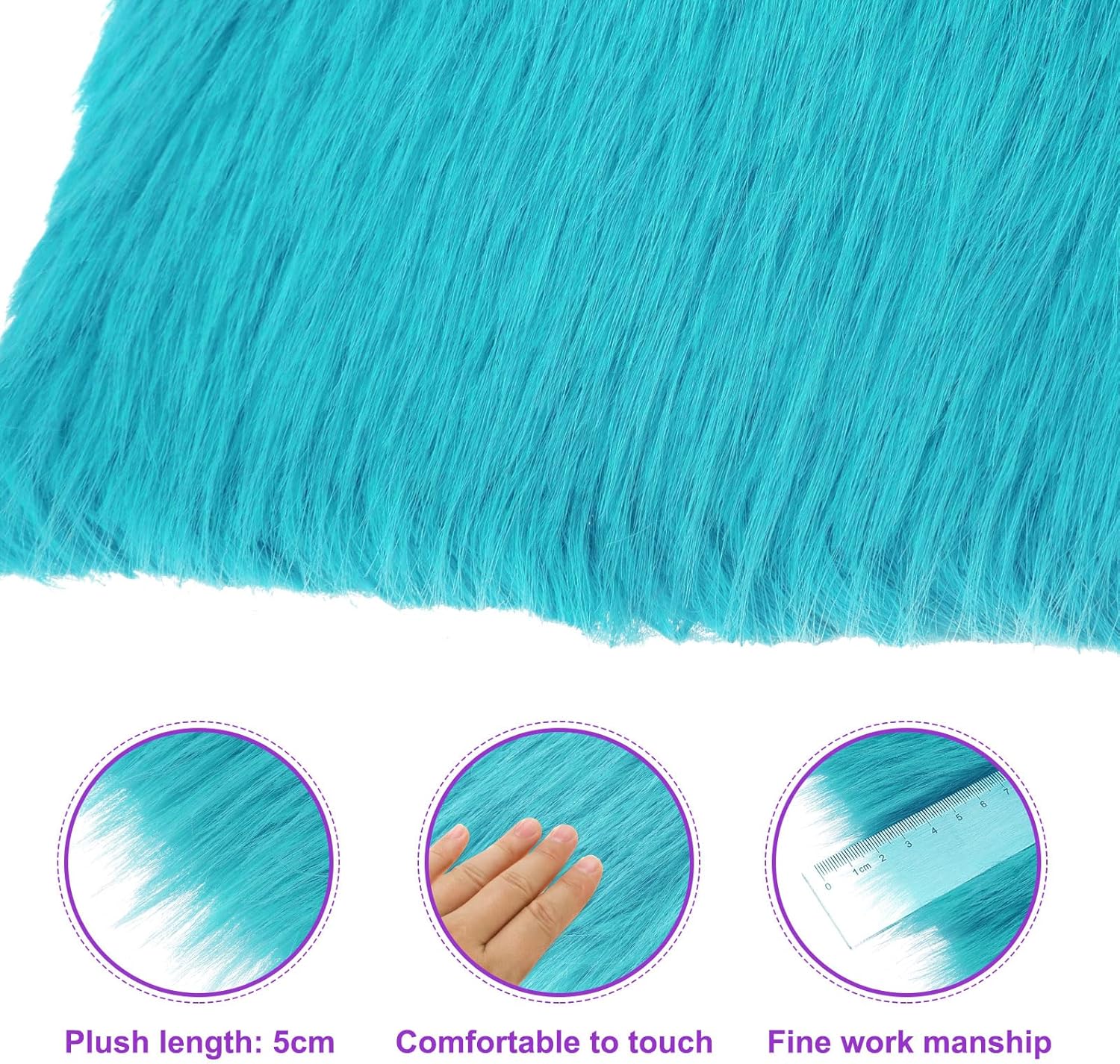 DMiotech 30"x30" Teal Faux Fur Square Fabric, Fluffy Faux Fur for Crafts, Gnomes, Animal Costumes, Cushions