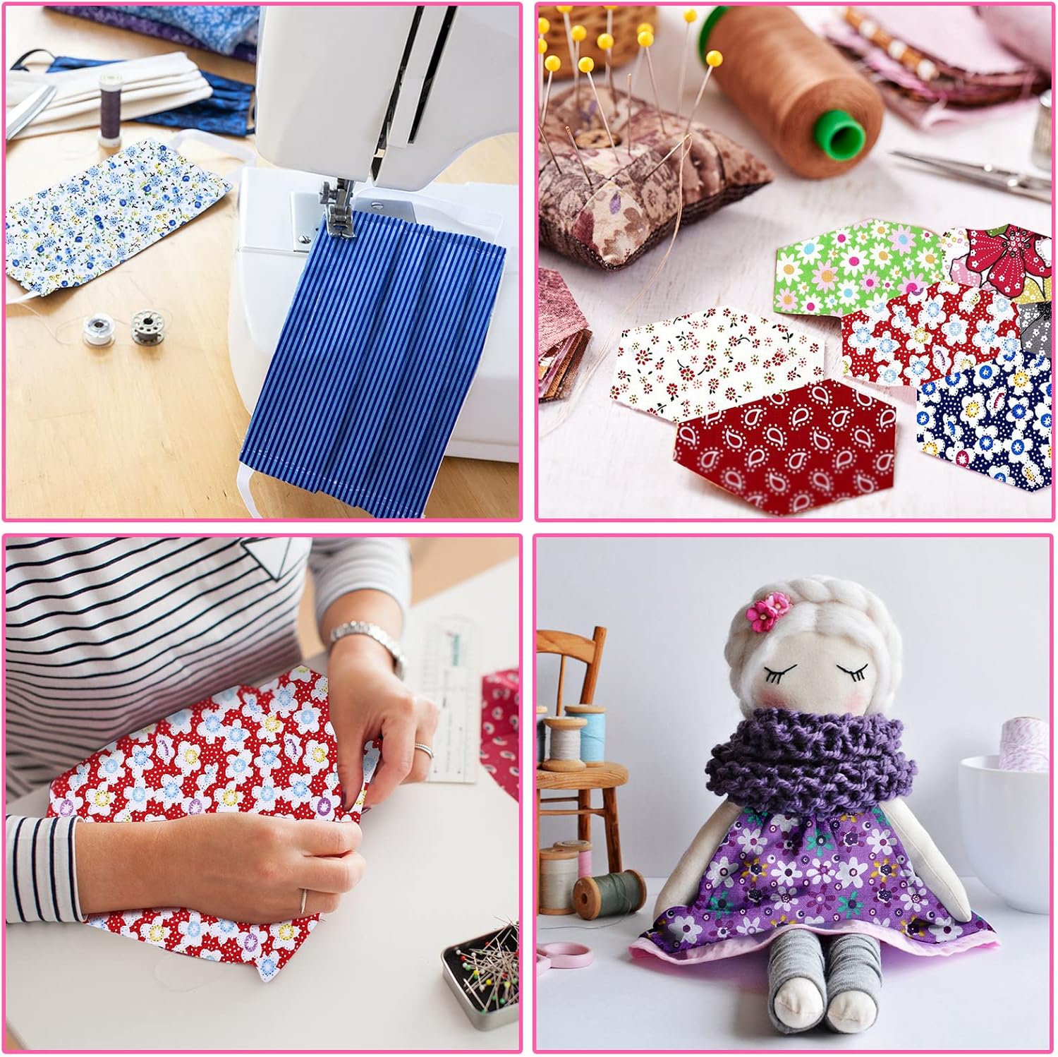 Kingdder 200 Pcs 10 x 10 Inch Cotton Fabric Squares for Quilting Fat Craft Quarters Sewing Fabric Bundle Squares Precut Printed Patchwork for DIY Craft Scrapbooking Cloth Handmade Accessory(Cartoon)