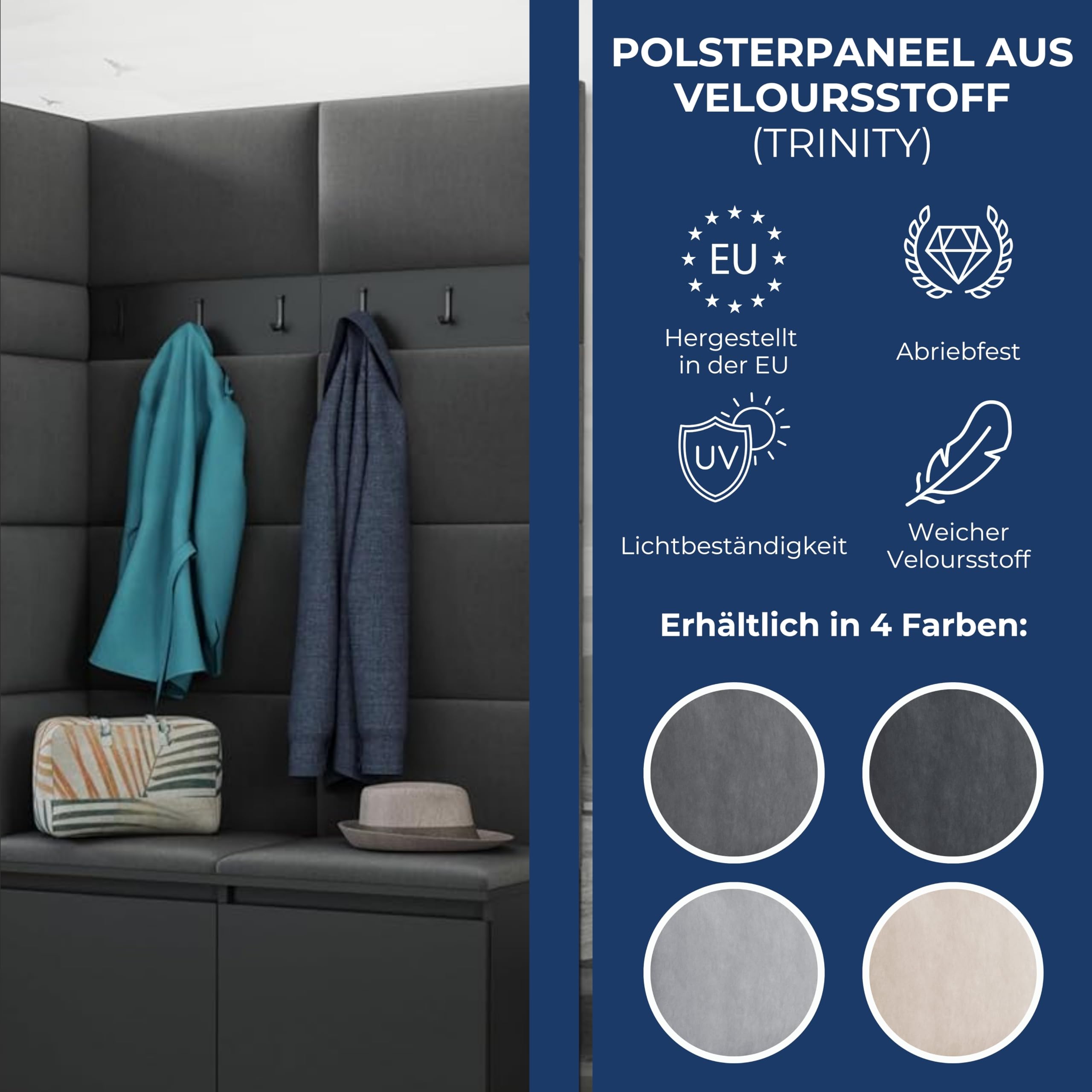 Brent Garderobenschrank Flur Schwarz mit Sitzbank 145 cm Breit Luton 7 Multifunktionale Flurgarderobe Set mit Stauraum und Wandpaneel