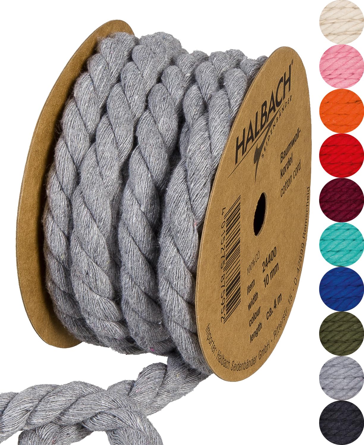 Halbach Seidenbänder Recycled Cotton Cord, Width: 10 mm/Length 4 m