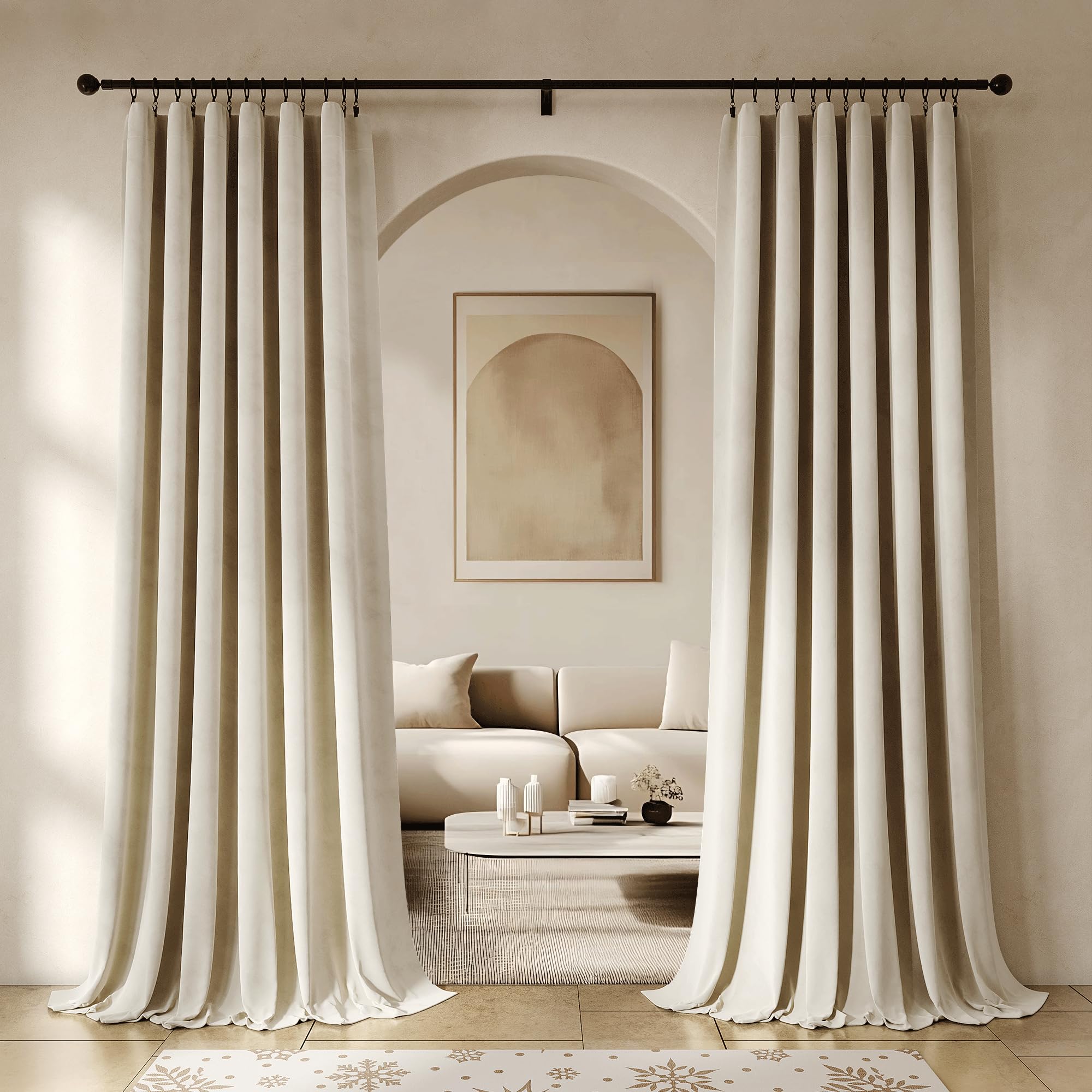 Photo 1 of *PARTIAL SET - See Clerk Notes*
Beauoop Beige Velvet Curtains 108 Inches Long 2 Panels for Bedroom Living Room Soft Luxury Room Darkening Thermal Insulated Soundproof Rod Pocket Window Treatments Drapes, 52X108 Set of 2
