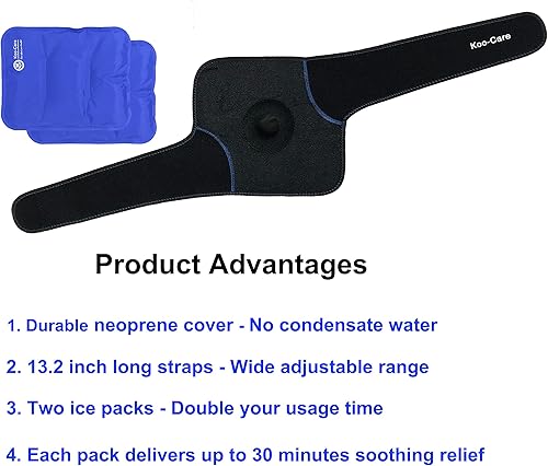Miniatura 4 de Koo-Care Paquete de 2 rodilleras de gel y envoltura para lesiones, reutilizable, terapia fría y caliente, compresa, alivio del dolor para artritis,