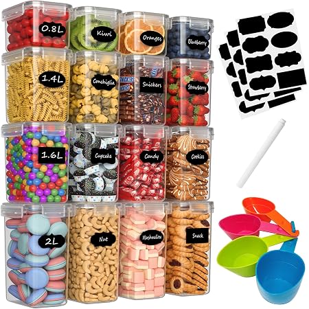 Withosent Lot De 4 Boîtes De Rangement Cuisine 4L Hermétiques - Boîtes Alimentaires Plastique Céréales Pâtes