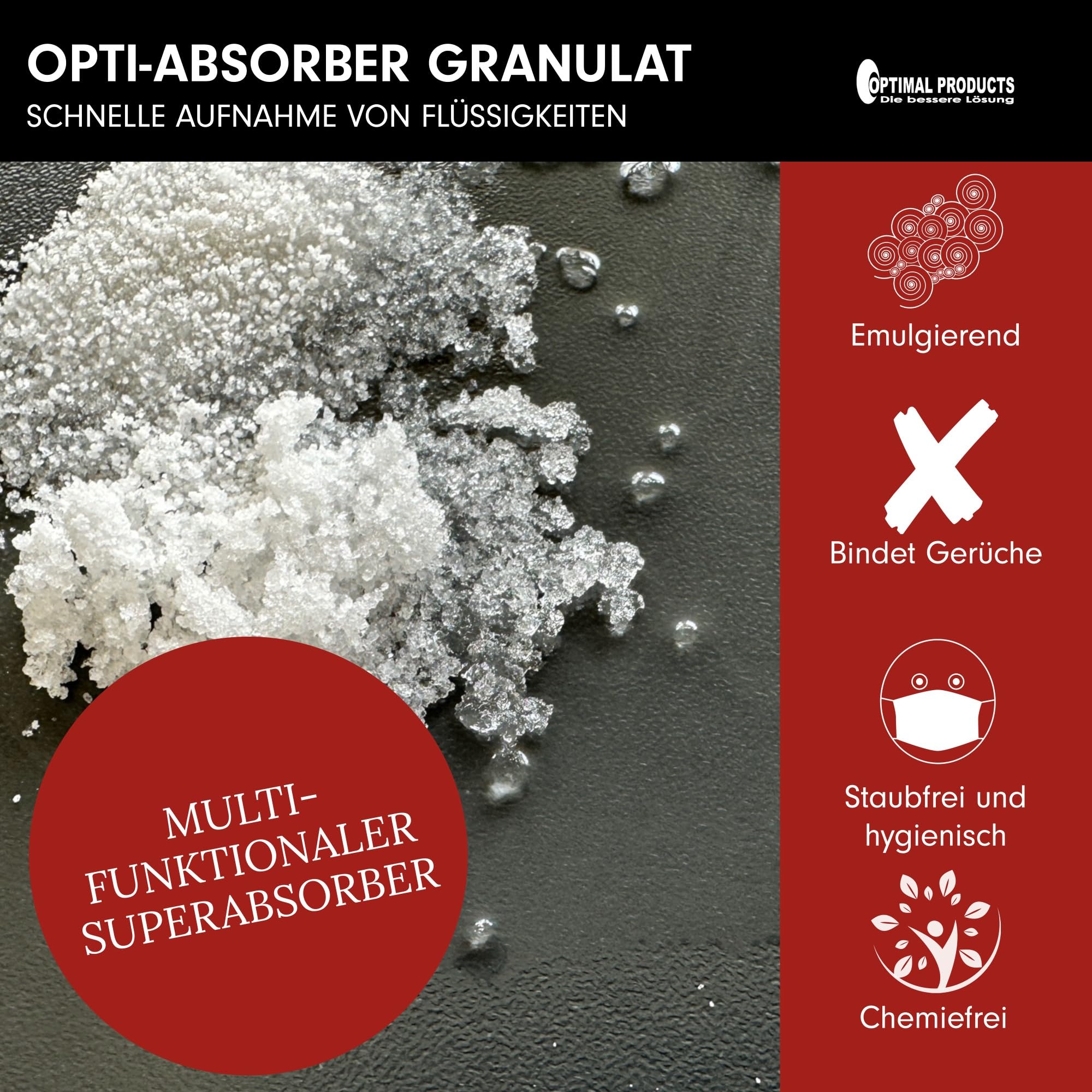 Optimal Products Opti-Absorber I Super Absorber zur Bindung von Erbrochenem, Urin & Kot I Bestens für die Campingtoilette, Camping WC I Kotzpulver 750 Gramm