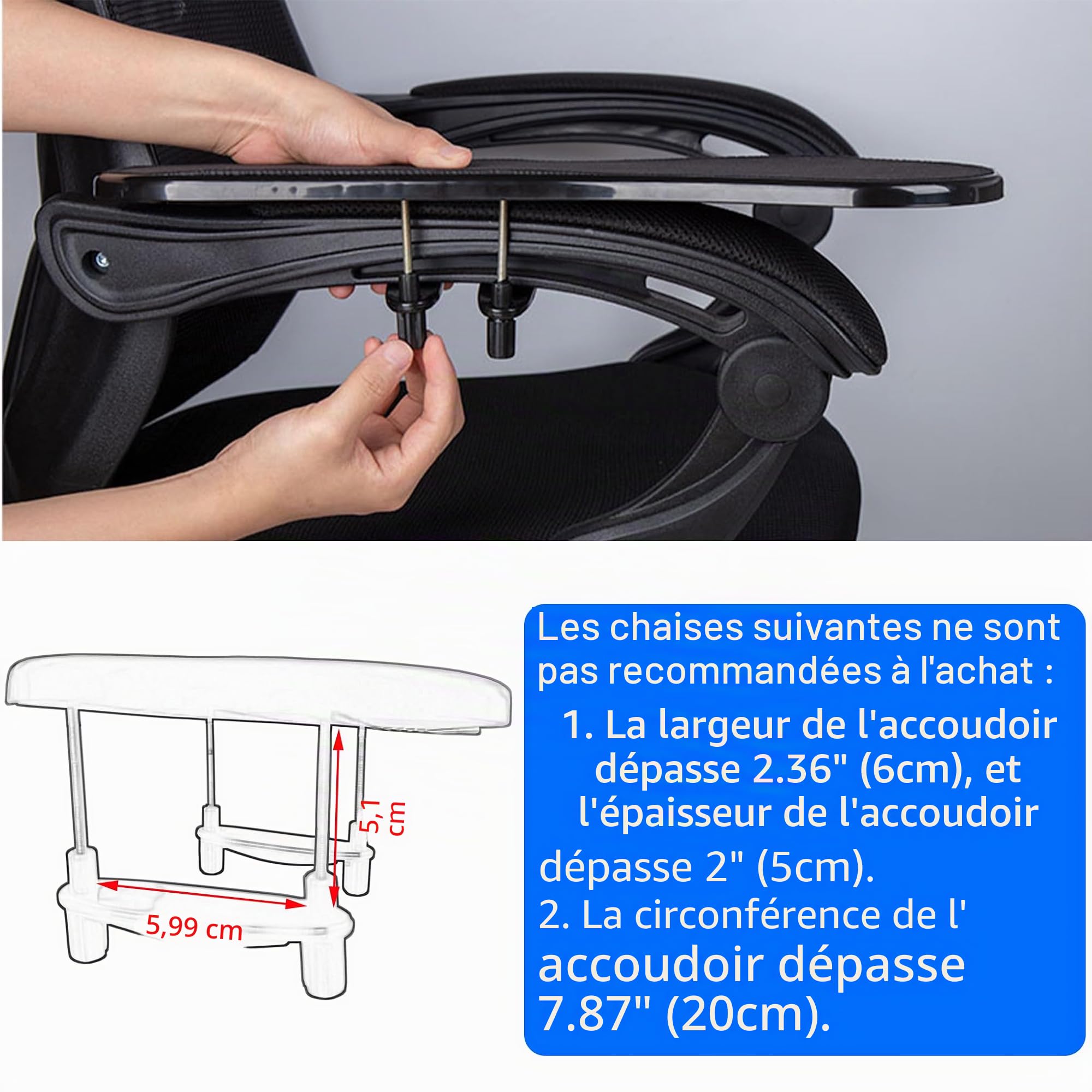 LL-COEUR Support de Bras Réglable Repose Poignet Ergonomique Bureau Plateau Ordinateur