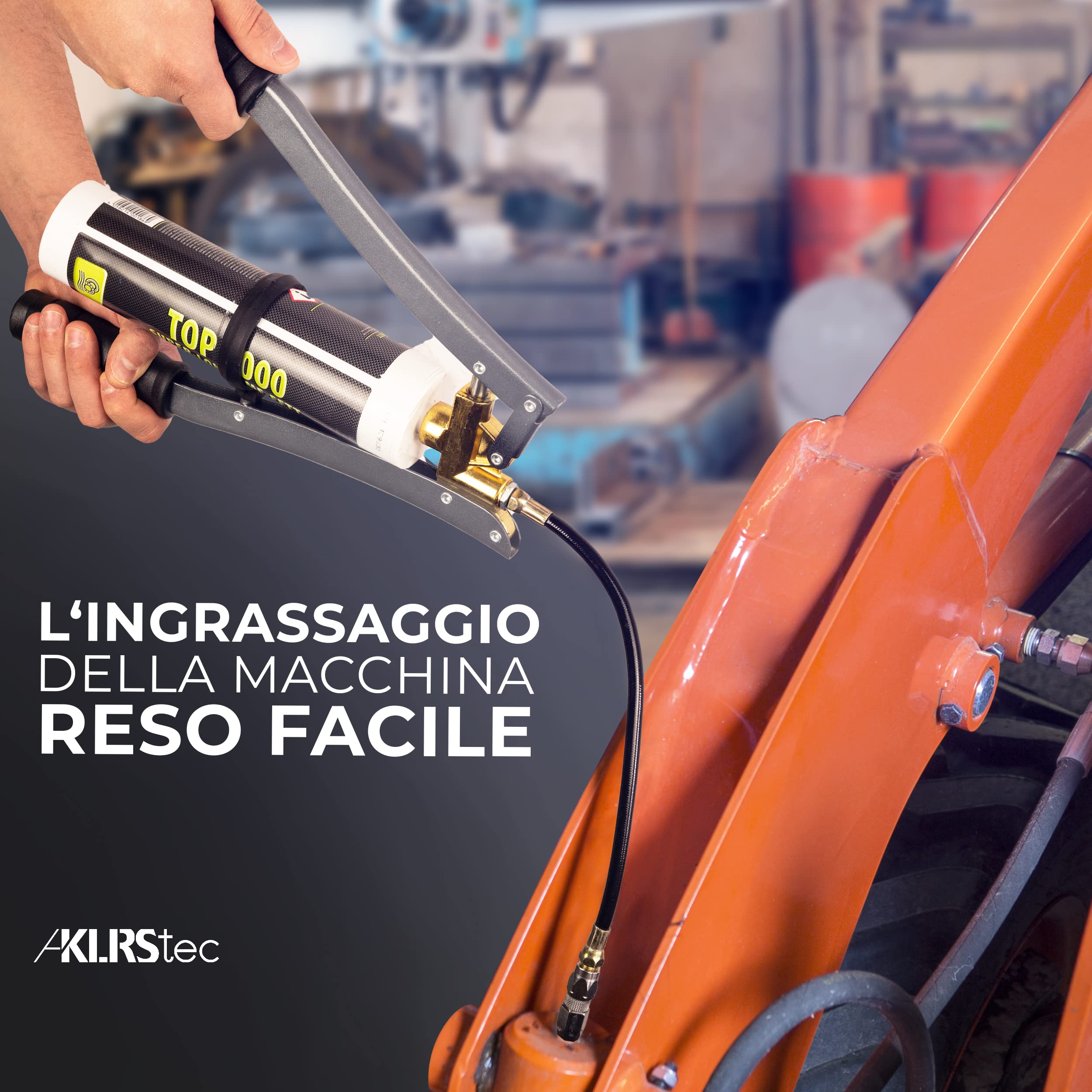 KLRS KLRStec® Premium Ingrassatore - ingrassatrice con Sistema ad Alta Pressione per ingrassatori a Corsa variabile con Giunto di Presa e Tubo ad Alta Pressione Incluso