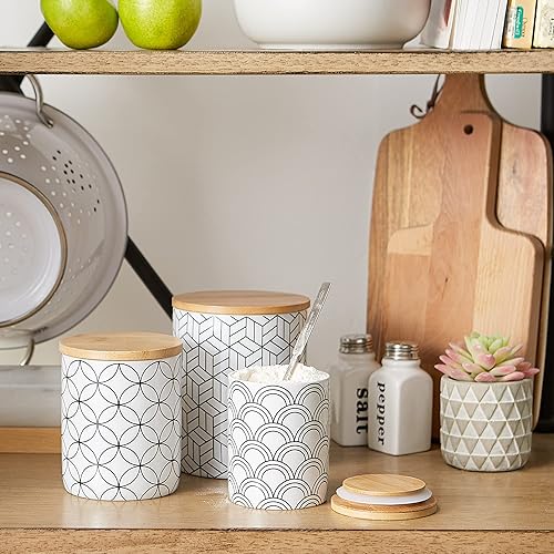 Miniatura 3 de DII Kitchen Ceramics Collection, juego de recipientes, estampado mixto, blanconegro, 3 piezas