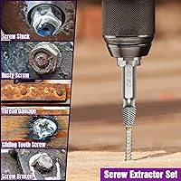Vista 3 de Juego de 9 extractores de tornillos dañados, modelo mejorado HSS 6542, herramienta de extracción de tornillos de agarre de tornillo, herramientas