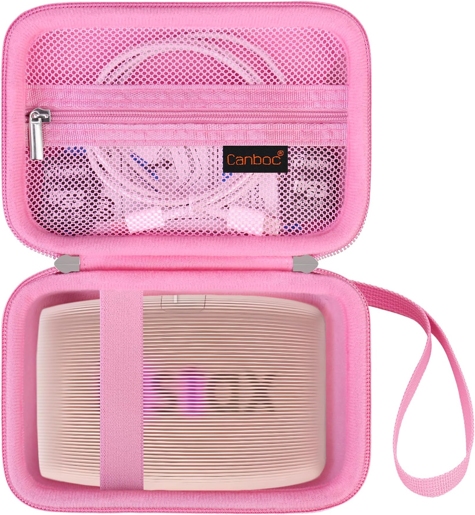 Canboc Carrying Case for Fujifilm Instax Mini Link 3/2/1/ Instax Mini Link+ Smartphone Printer, Mesh Pocket fit Instant Film and Cable, Deep Pink (Case Only)