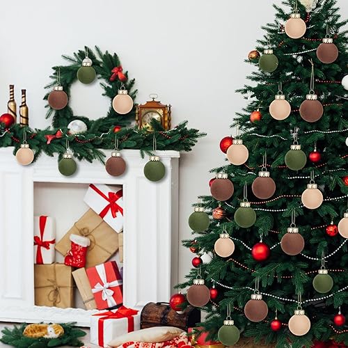 Miniatura 5 de 12 bolas de Navidad de terciopelo flocadas para colgar en el árbol de Navidad, adornos colgantes de plástico inastillables, decoraciones para árbol