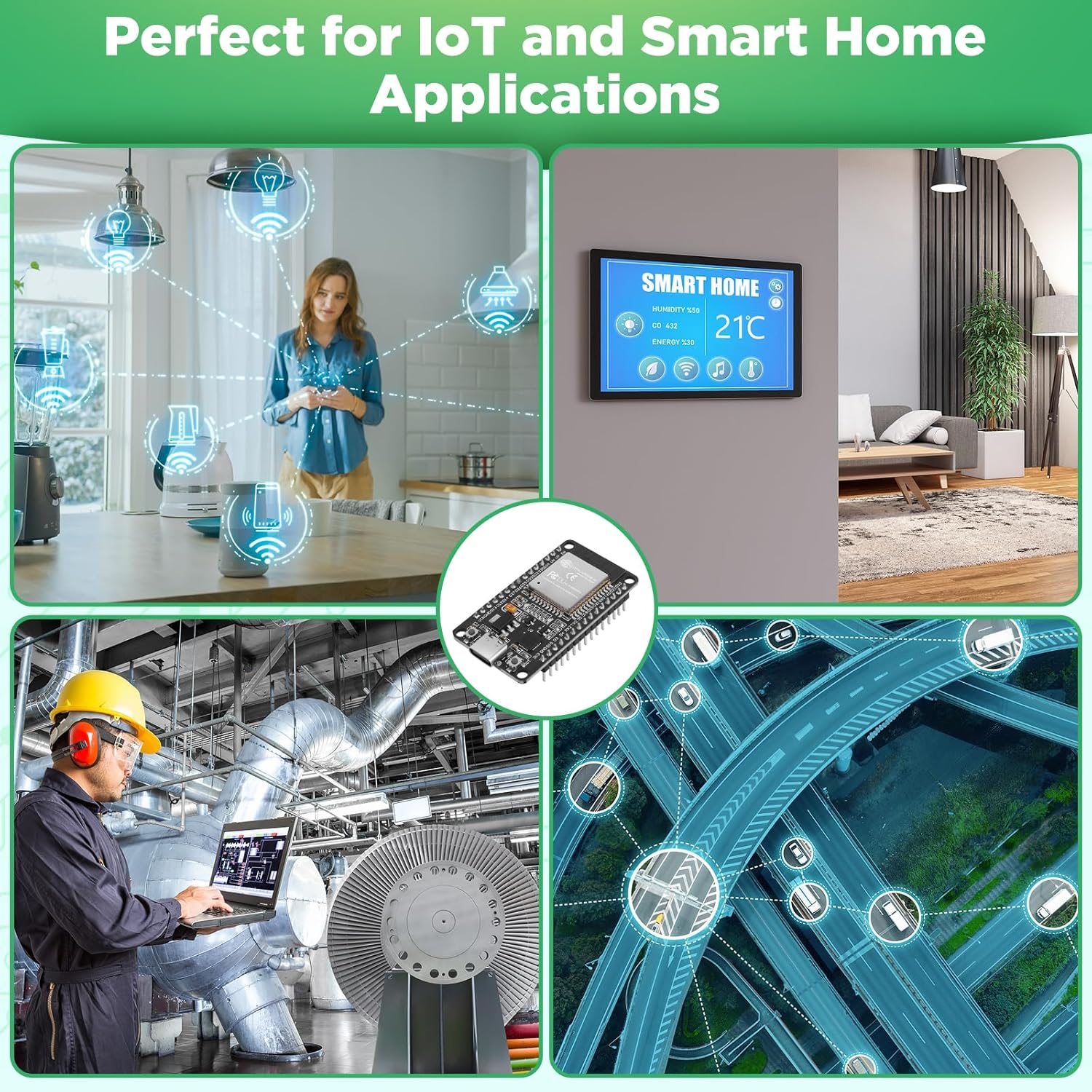 6 Pcs ESP32 Development Board ESP-WROOM-32 ESP-32S Dual Mode WiFi Bluetooth Dual Cores Microcontroller 30 Pin Low Power Compatible with A rduino IDE