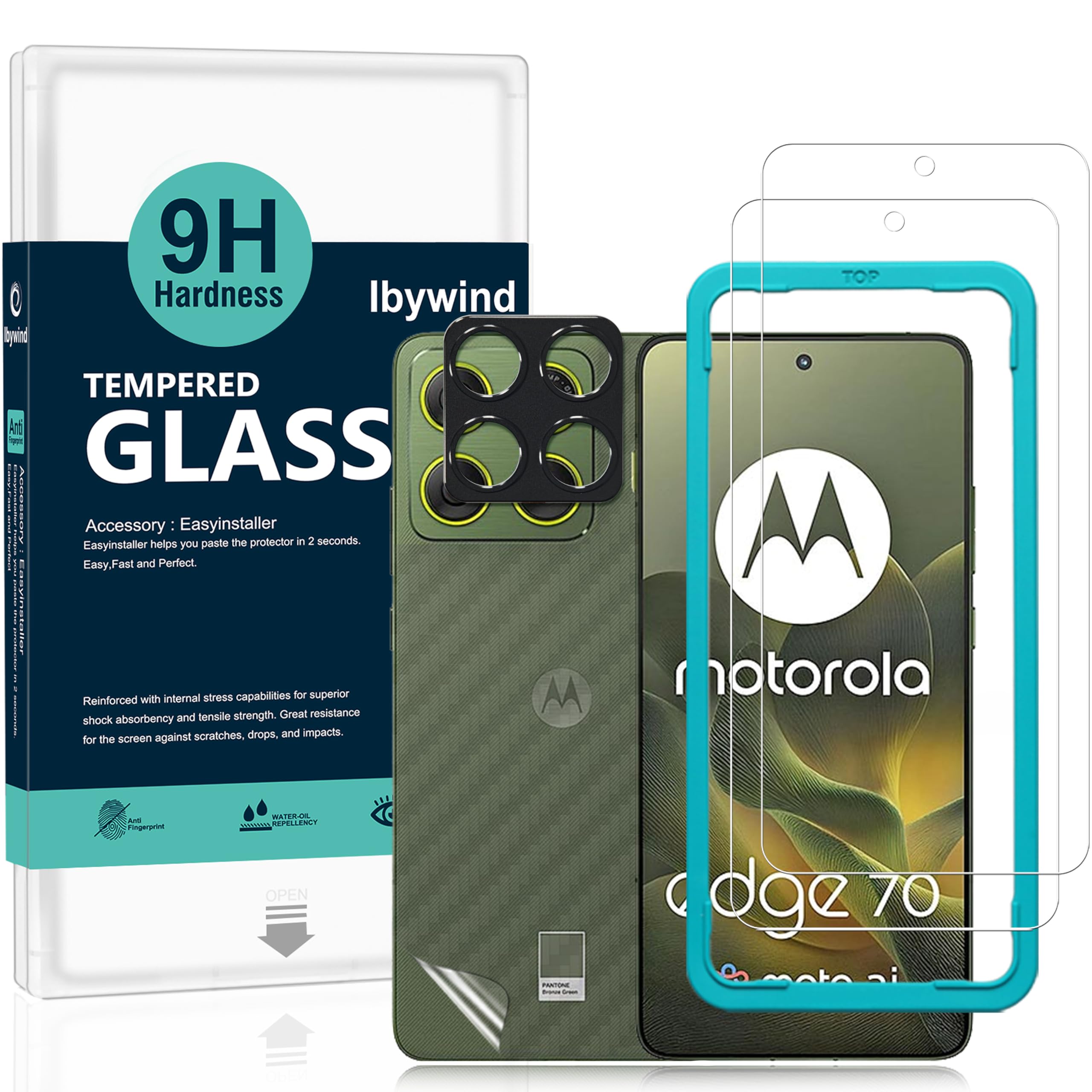 for Motorola Edge 70 5G Screen Protector,2 Pack,9H Hardness Tempered Glass and Camera Lens Protector,with Alignment Frame,Full Coverage,Bubble Free,Fingerprint Unlock,Scratch Resistant