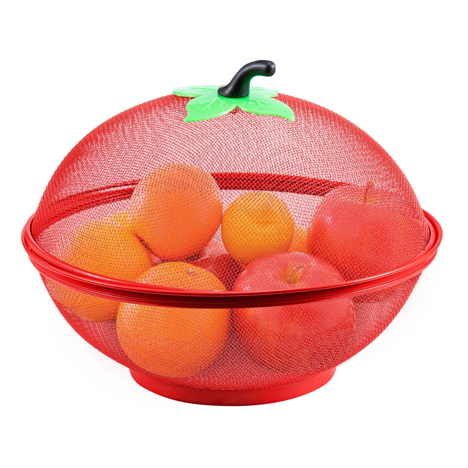 M.J COMFY-LIFE Apple-Shaped Mesh Fruit Basket with Lid, Tabletop Vegetable Holder, Decorative Fruit Bowl for Kitchen, Camping, and Patio Use (Red) โ image 1