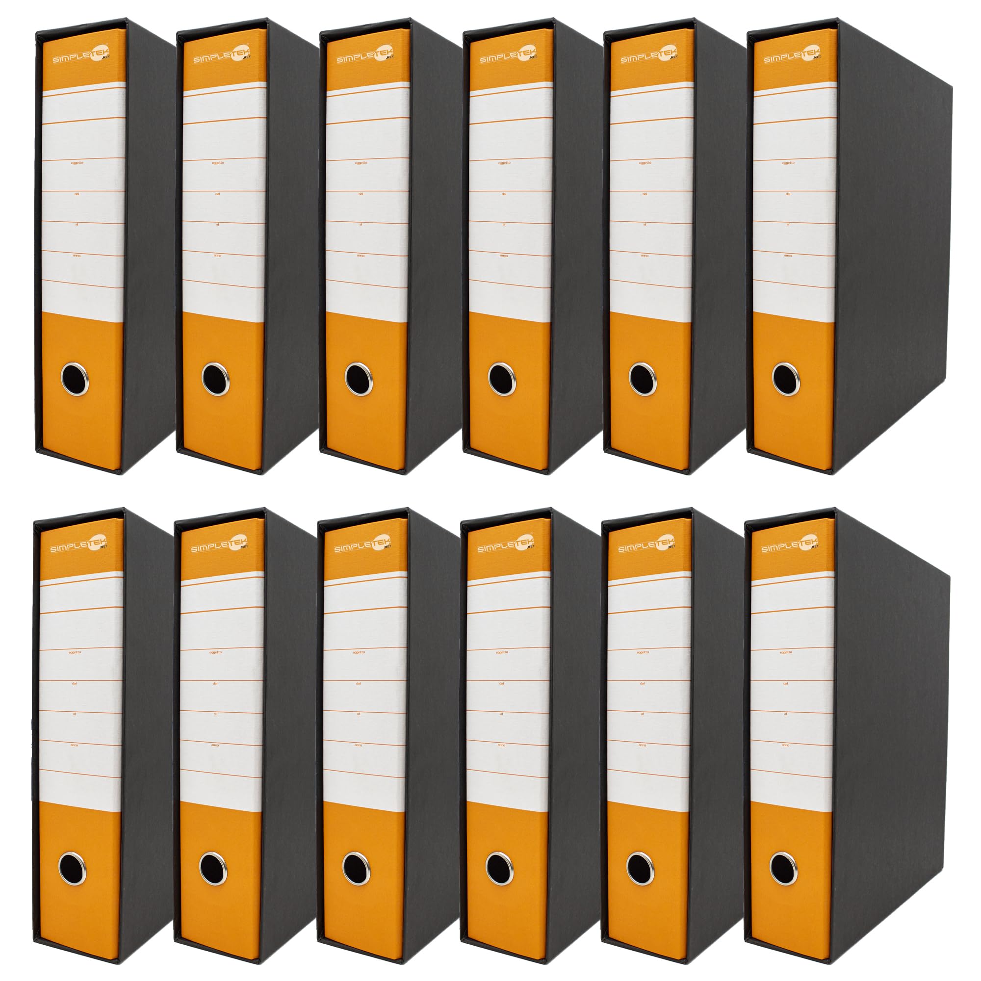 SIMPLETEK - 12x Raccoglitore ad Anelli per Buste e Documenti Arancio Nero Registratore Protocollo 0201150 P.AR (12 pezzi)
