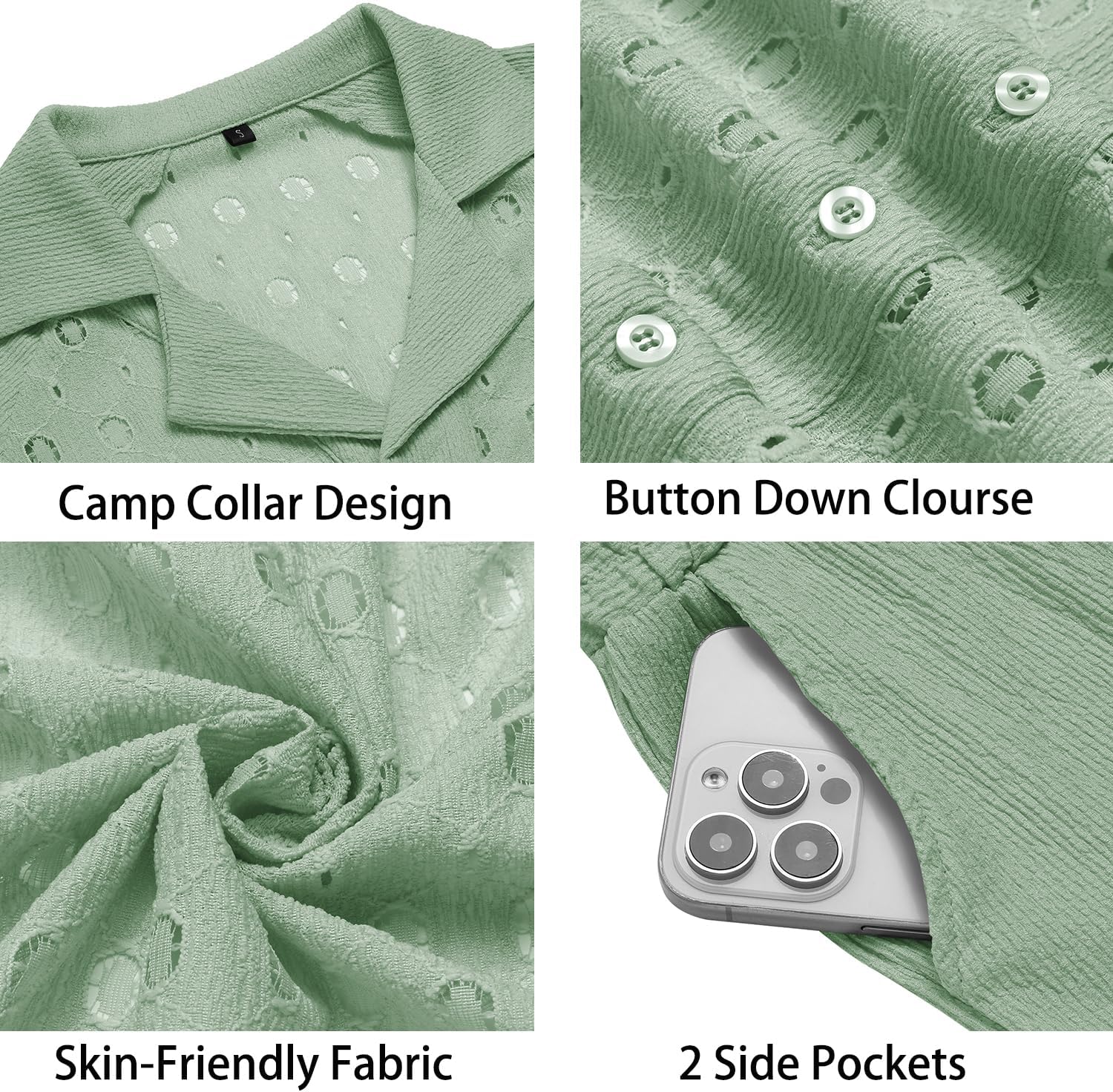 URRU Men's 2 Piece Short Set Beach Vacation Outfits Casual Summer Short Sleeve Button Down Shirt and Shorts Set - Image 6