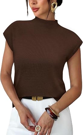 Chocolate Brown Fall Clothes Womens Tops Winter Clothing Fall Fashion Must Haves Pullover Sweaters Trendy Summer Outfits Cute Ladies Tops and Blouses Lightweight Shirts Cozy S