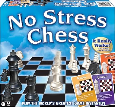 No Stress Chess by Winning Moves Games USA, Celebrating 20 Years as the Chess Teaching Game Using Innovative Action Cards, for 2 Players, Ages 7+ (1091)