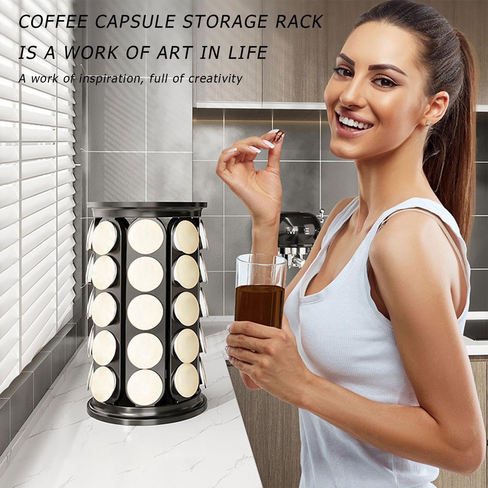 Cápsulas de Café Almacenamiento Organizador Giratorio Dispensador | Soporte Giratorio para Cápsulas de Café Rotativo para Encimera, Mostrador, Cocina, Hogar, Apartamento, Restaurante, Hotel,