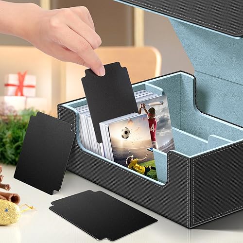 Miniatura 4 de Homthy Caja para mazo de 1800+ cartas para cartas de intercambio, caja de almacenamiento de cartas Commander de cuero con cierre magnético, soportes