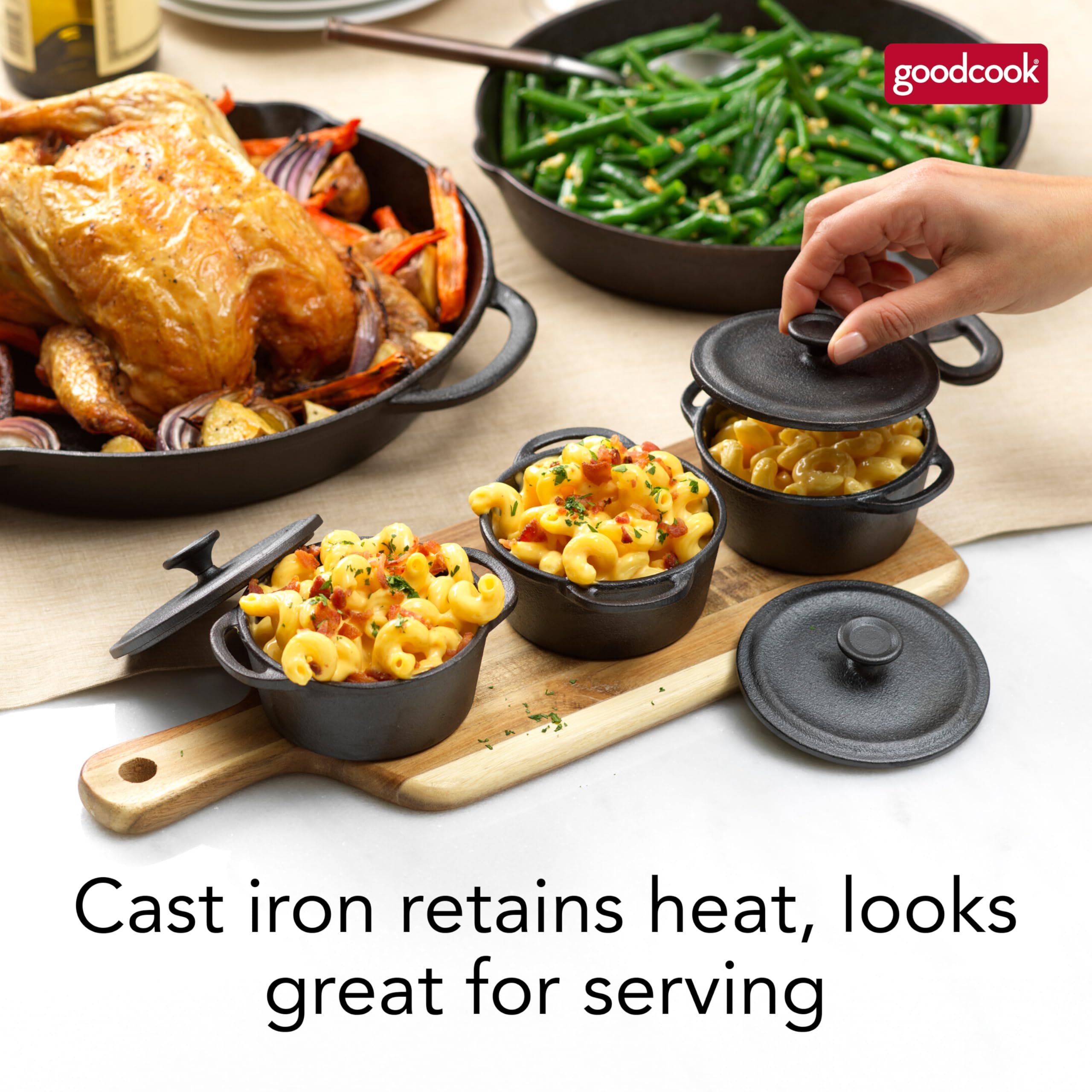 Amazon.com: GoodCook Pre-Seasoned Cast Iron Mini Dutch Oven, Black