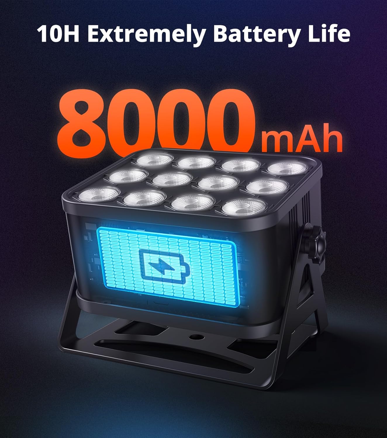 12x12W RGBWA UV LED Par Lights, 8-Hr Battery Powered Uplights with DMX512/APP/Remote Control, Stage Lighting for DJ Shows, Studio, Party, Indoor Events