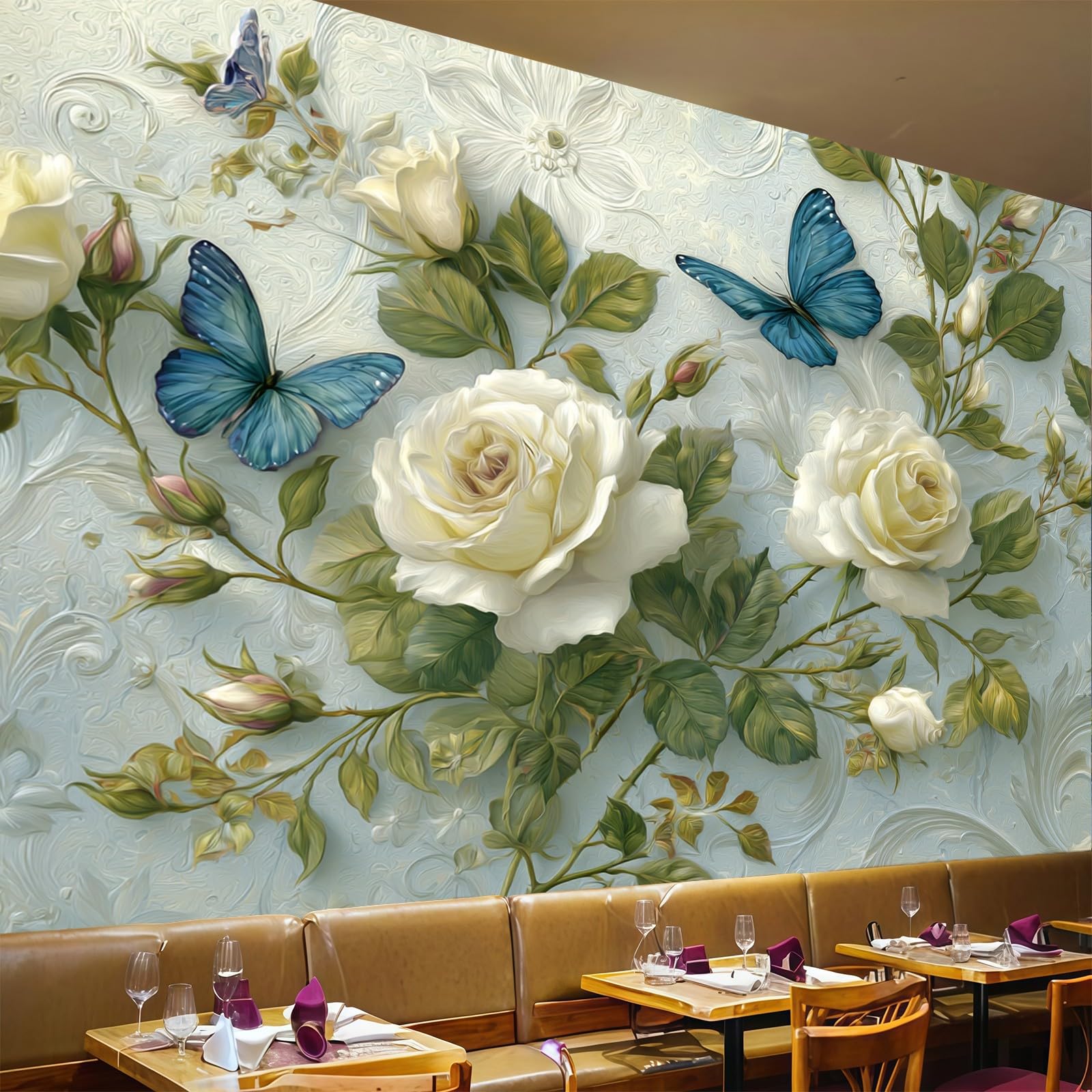 Papier peint panoramique papillons roses peinture murale salon chambre enfant grand format