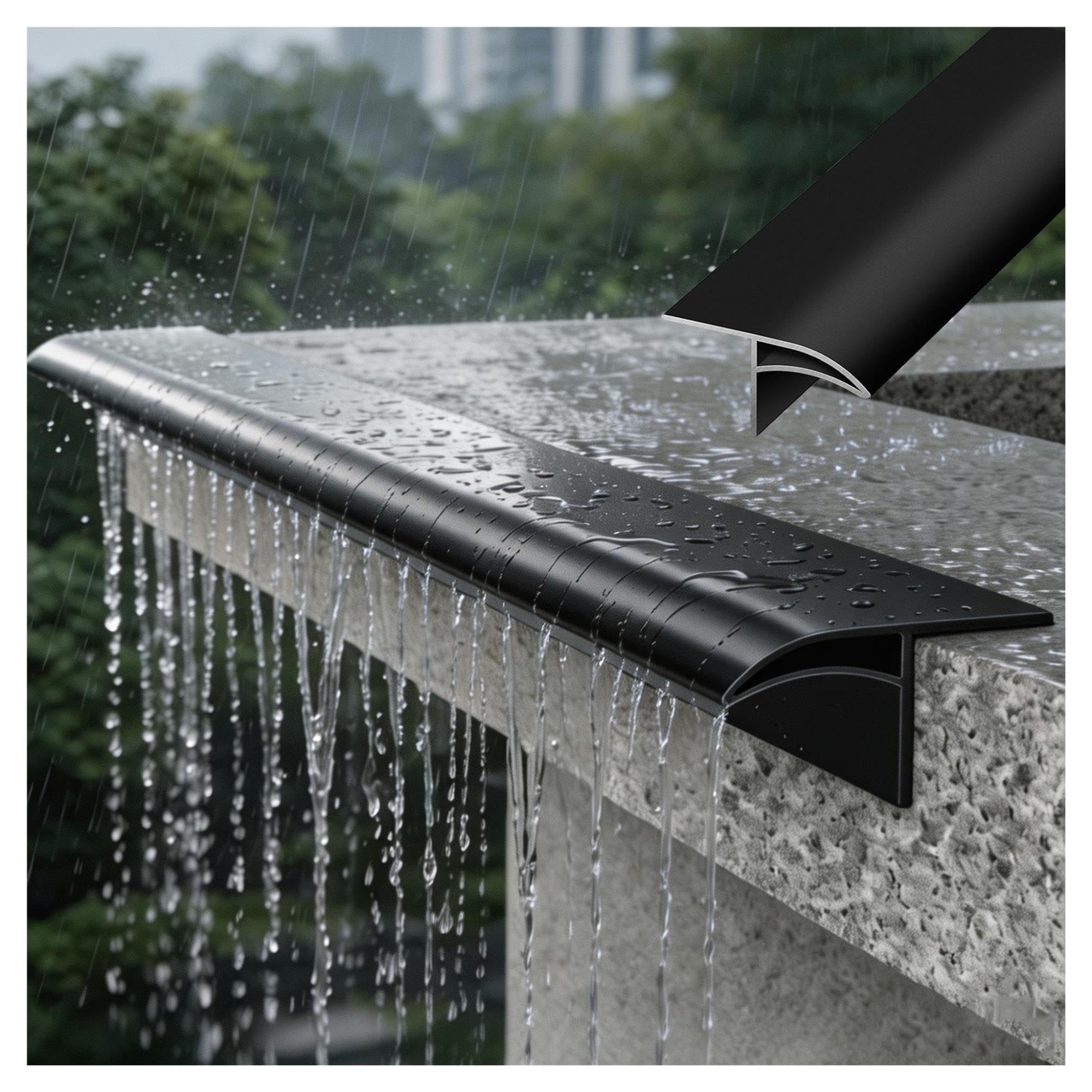 Lluvia de Aluminio Anodizado con Borde Goteo Desviador de Lluvia