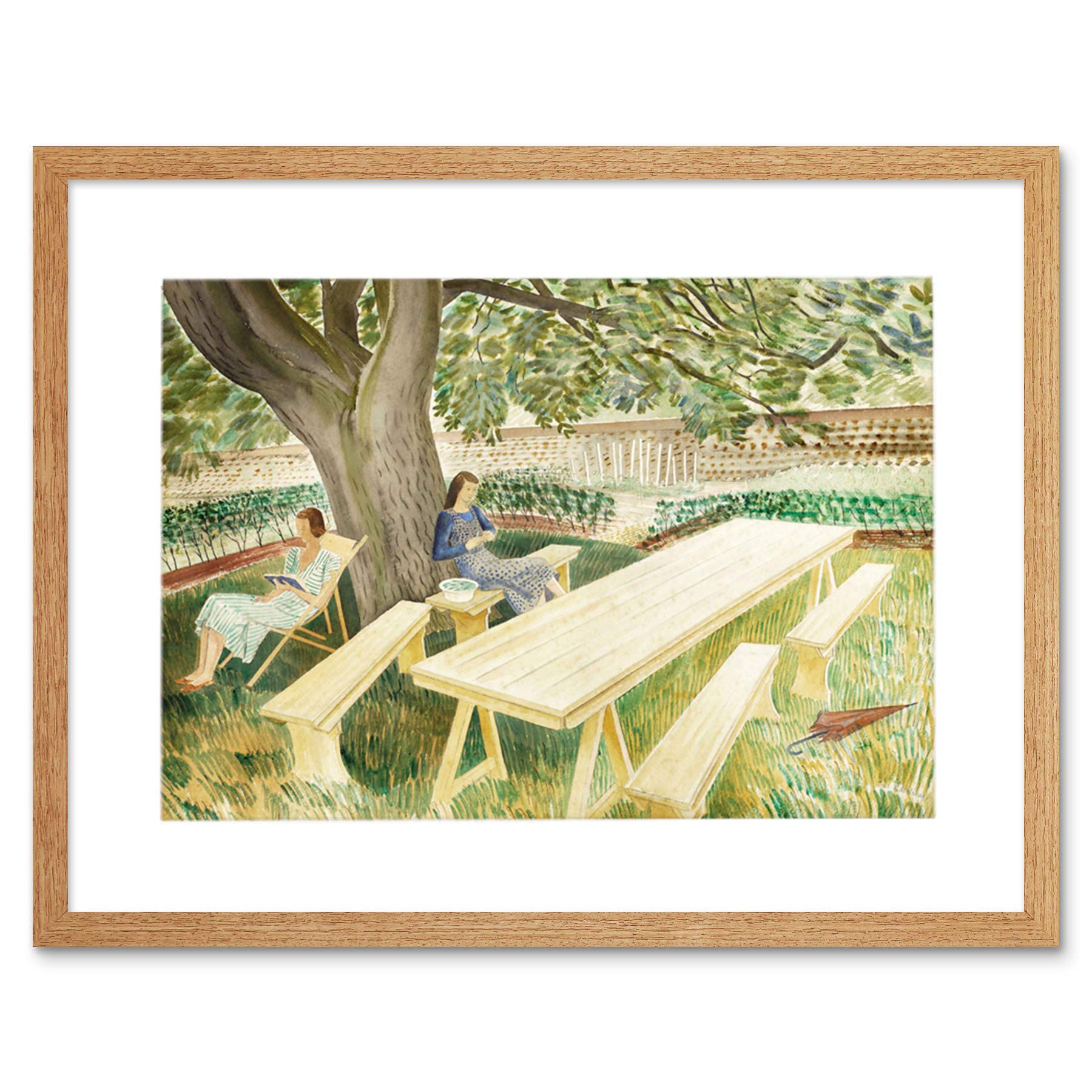 Wee Blue Coo Eric Ravilious Two Women In A Garden Framed Wall Art Print