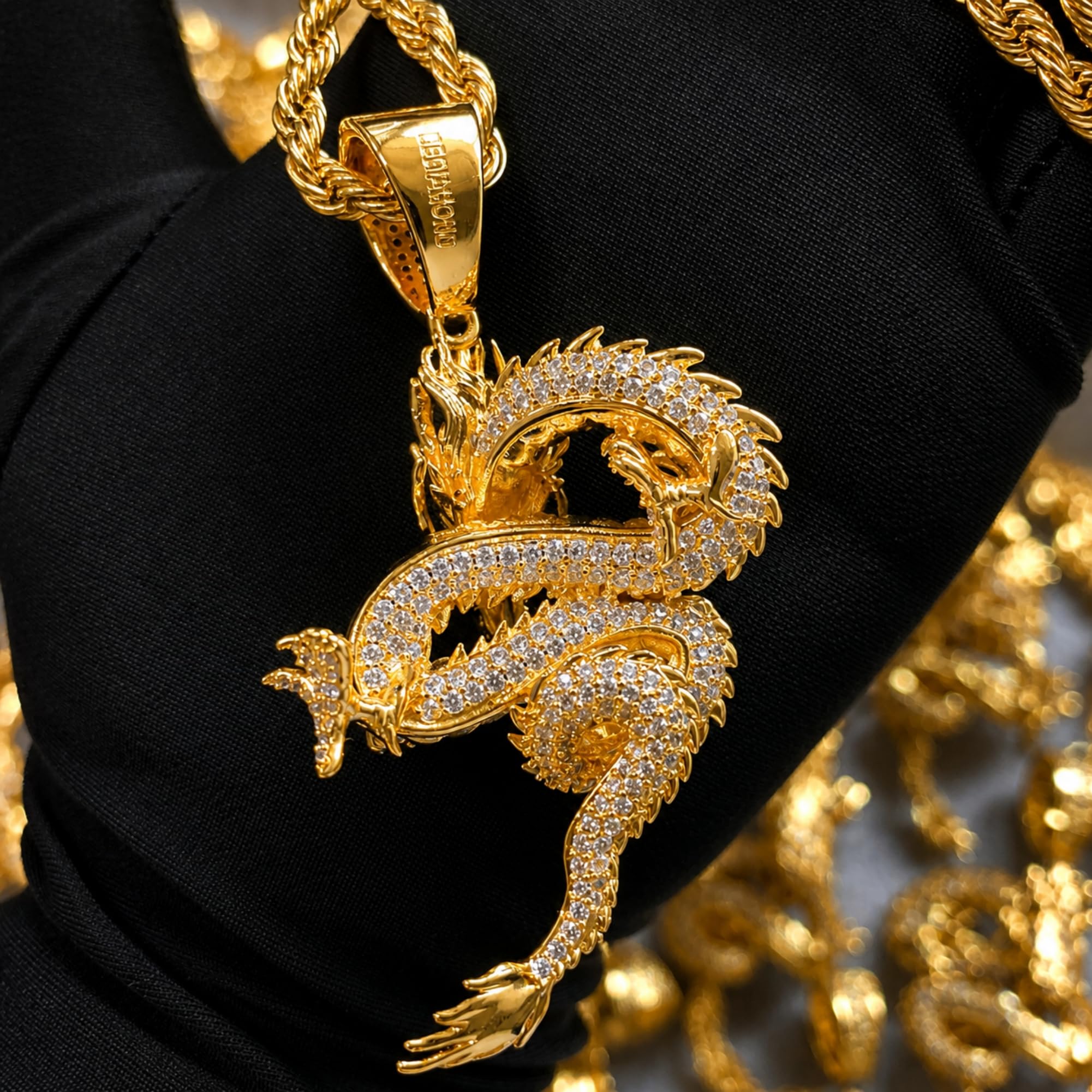 ICEDIAMOND BORN TO RISE Drachen Anhänger Halskette für Herren