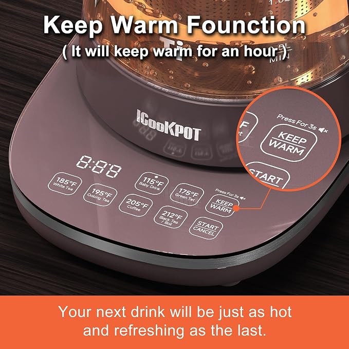 Hervidor Eléctrico de Té 1500W 1.5L con Control de Temperatura miniatura 5
