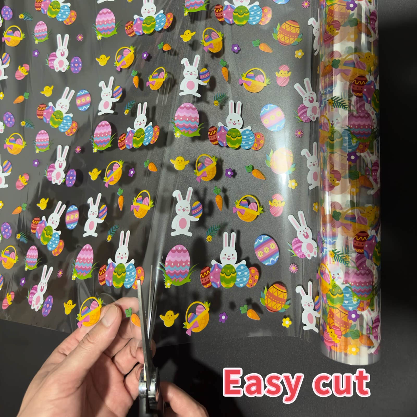 shareluck 100ft Easter Cellophane Wrap - Easter Cello Wrapping paper for Gift Baskets, Treat-Bunny & Eggs Cellophane. (100ft Long x 16” Wide)
