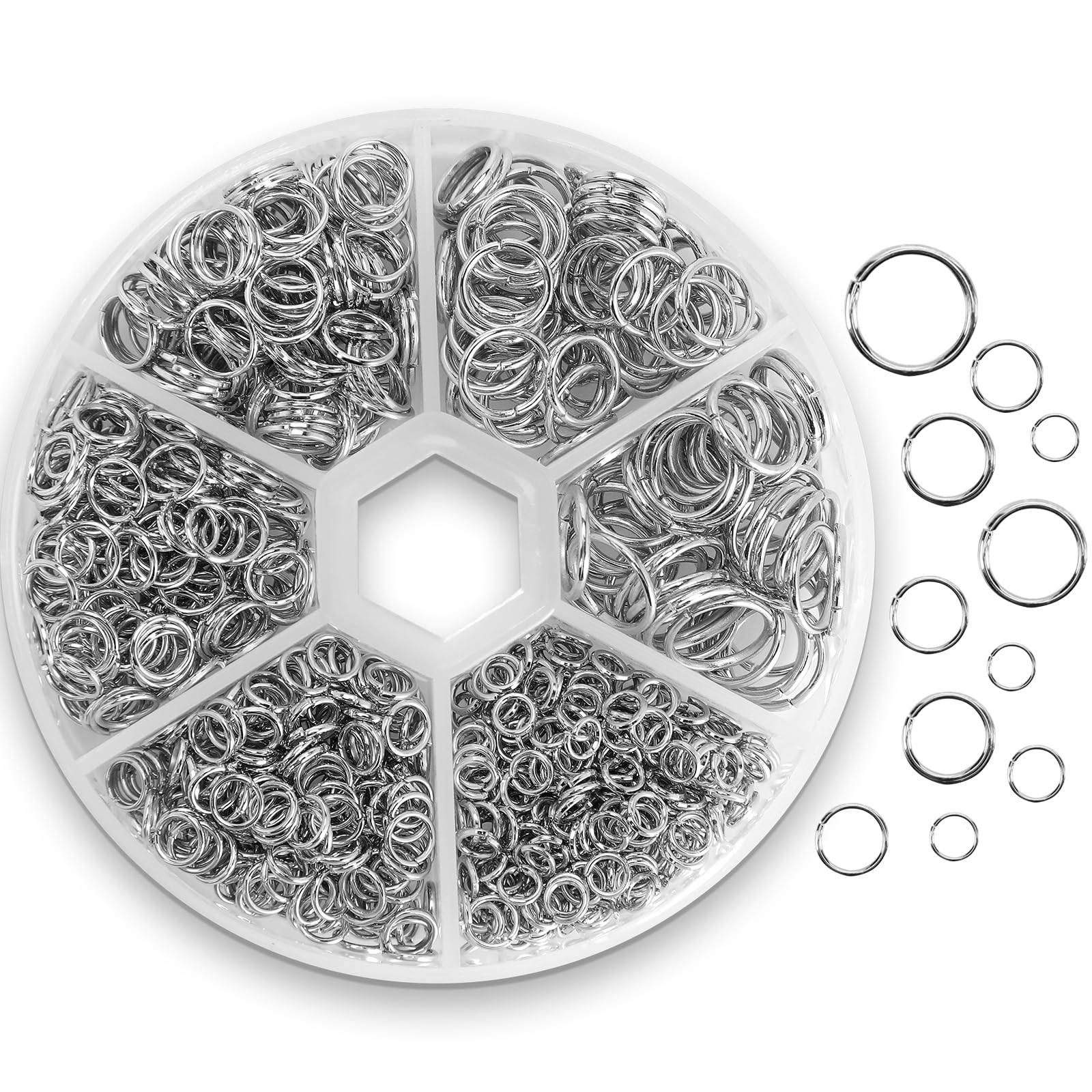 Photo 1 of 1100Pcs Open Jump Rings, Silver Jump Rings Set Stainless Steel Jump Ring O Ring Connectors for Jewelry Making Bracelet Earrings Necklace Connectors (4/5/6/7/8/10mm)…