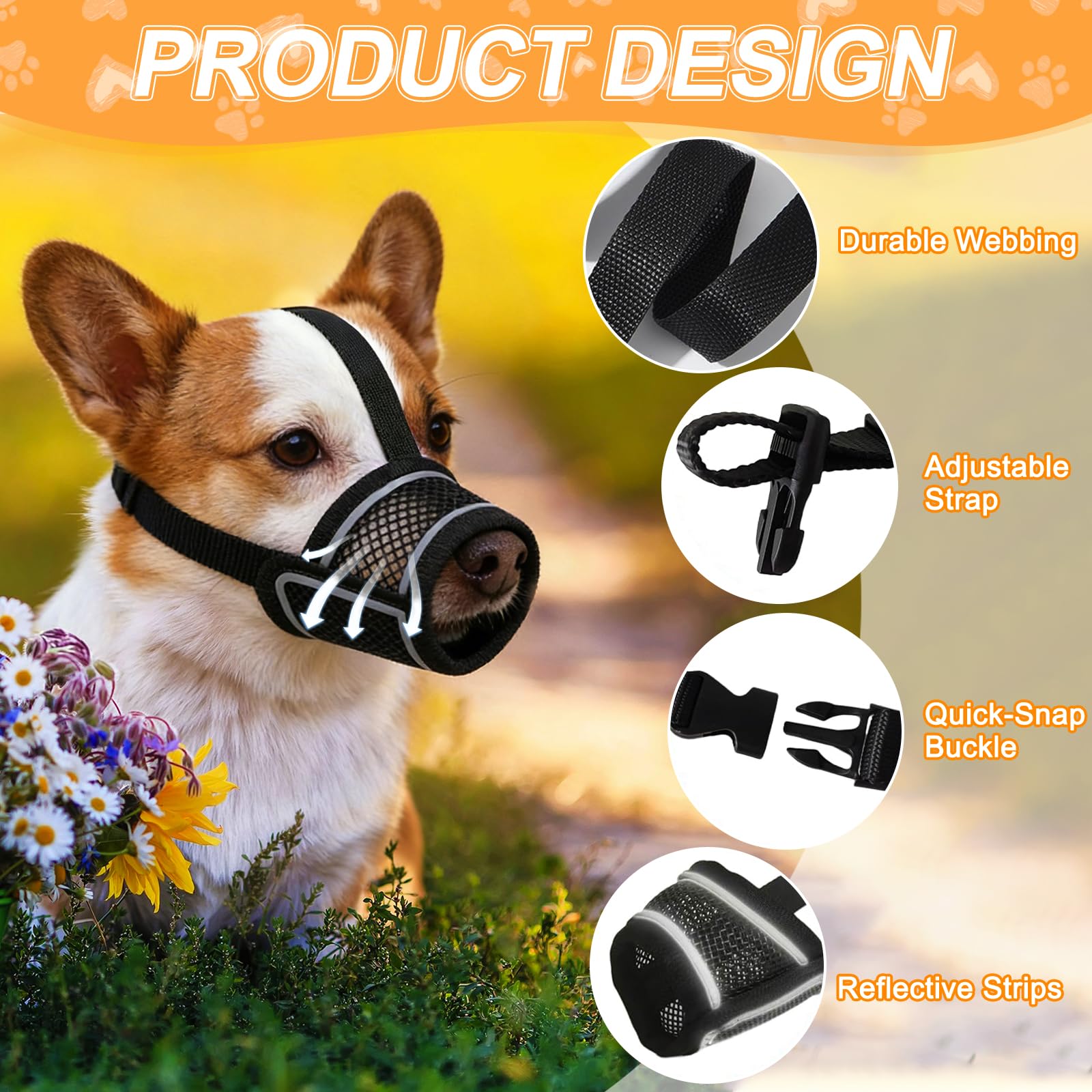Museruola Per Cane in Nylon,Museruola Traspirante per Cani,Dog Muzzle Regolabile Cane,Traspirante Museruole per Cani in Rete,Prevenire Morsi Masticare e le Ingestioni Sostanze Nocive (XL)