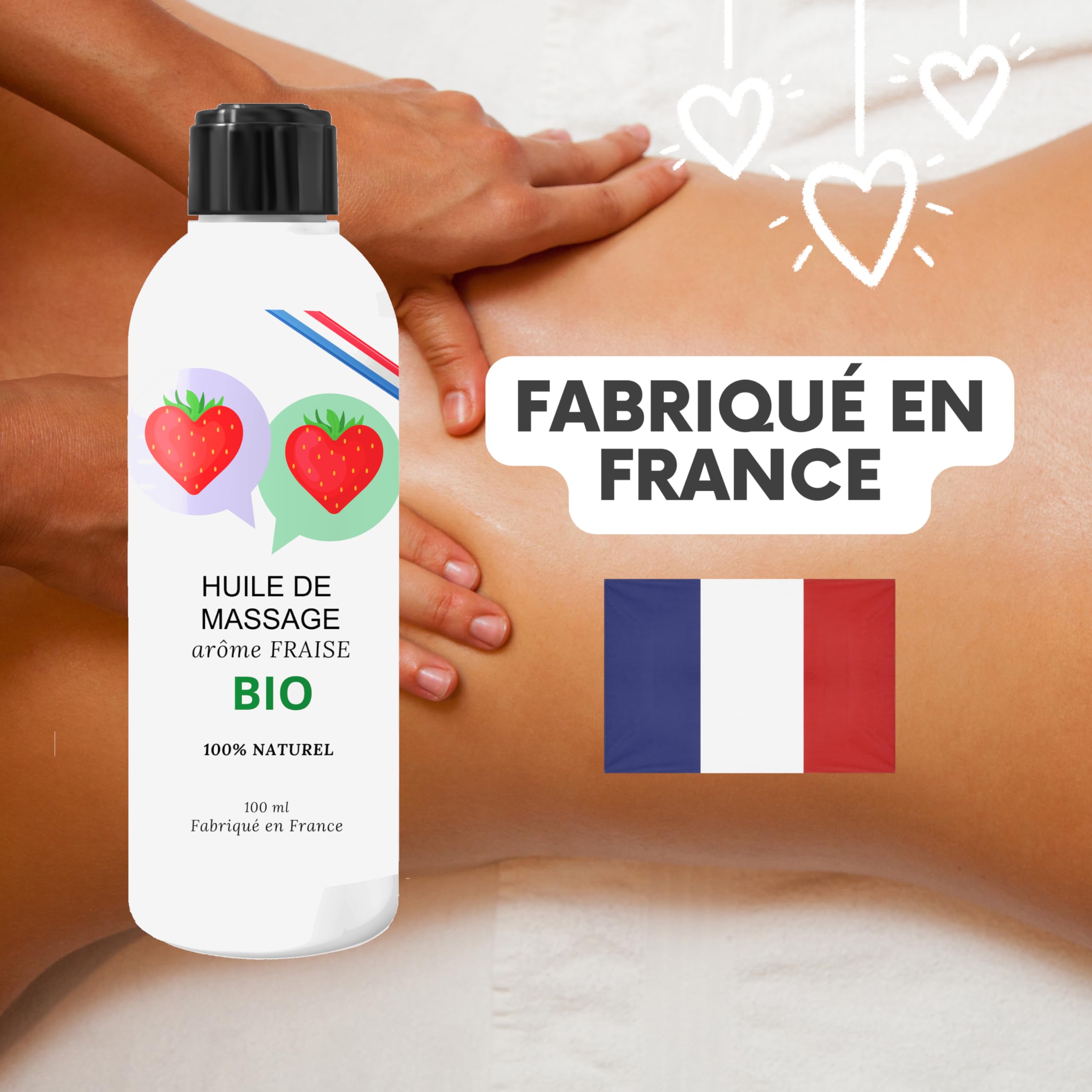 Huile De Massage Comestible Bon Sens - Fraise Gourmande - Bio Cosmos Organic 100ml