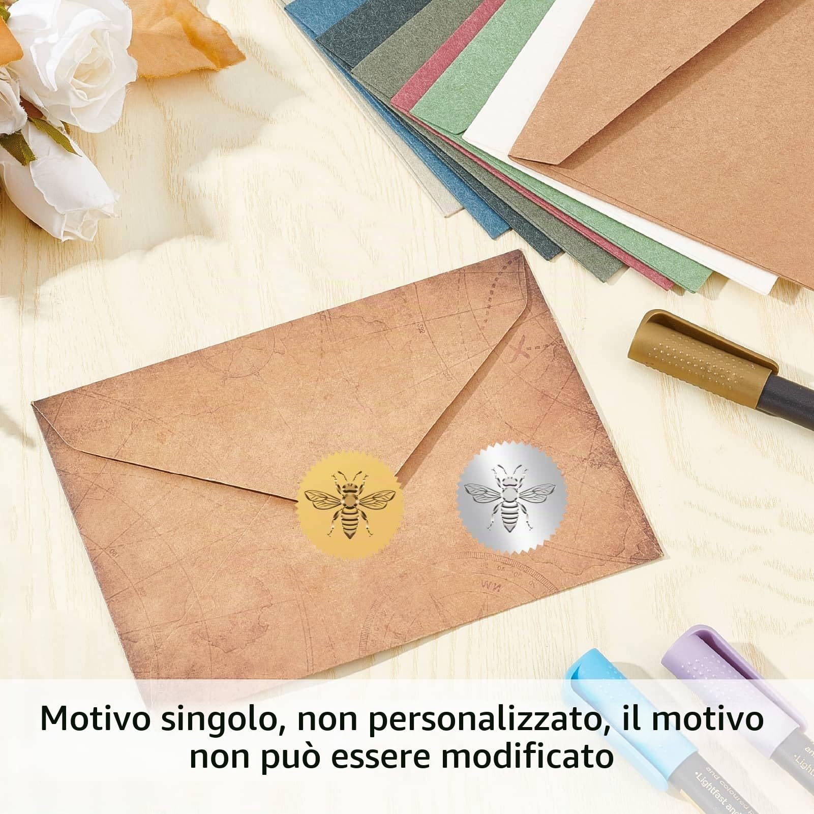 CRASPIRE Timbro in acciaio inox da 1,6 pollici a forma di ape in rilievo per libreria Ex Libris Timbro a mano per insegnanti notai, regali ufficiali di laurea buste inviti