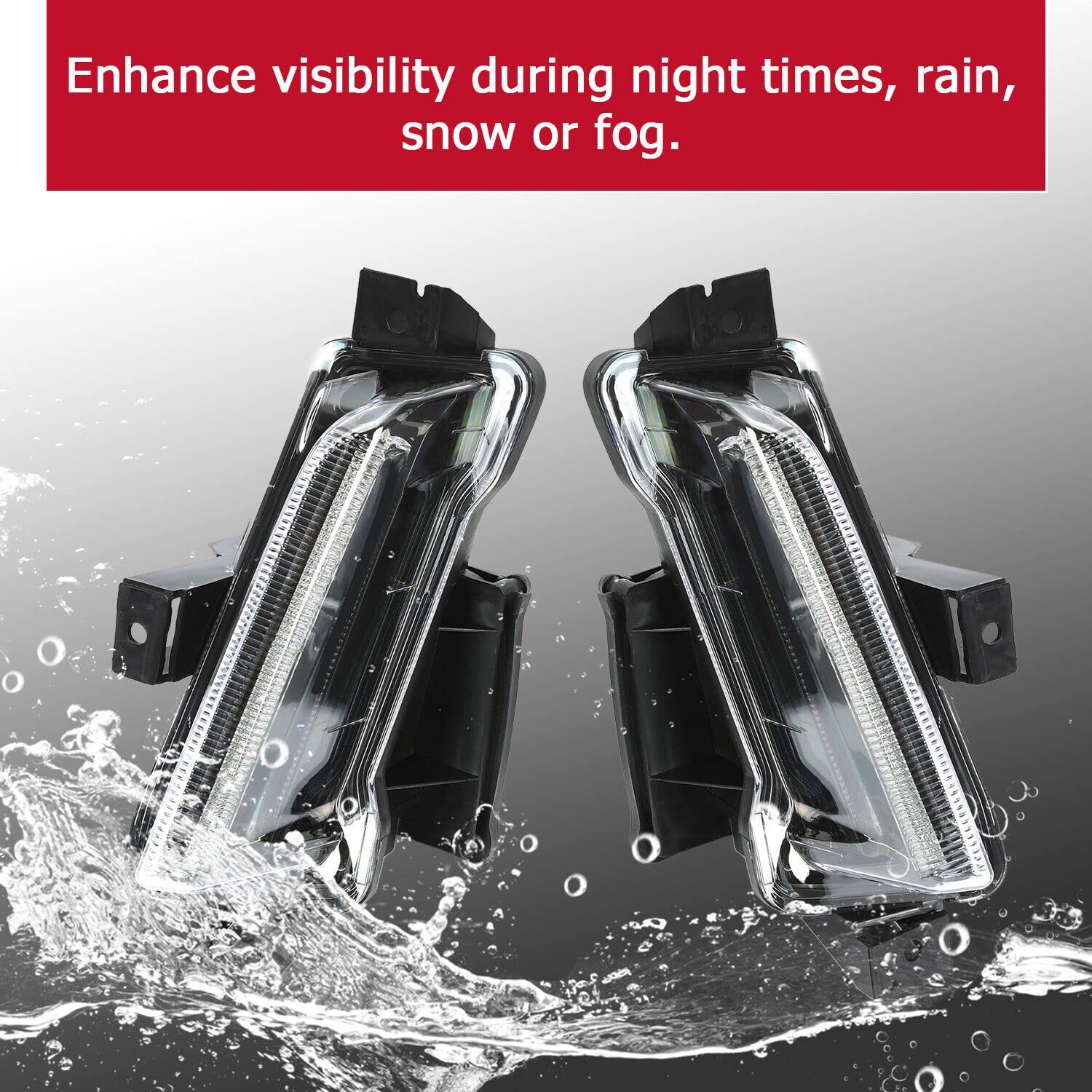 TIUBIDBA Pair DRL LED Fog Light Daytime Running Lamp LT LS ABS Plastic Front Left Right 2016-2022 GM2563109 84341736 84341735 GM2562109 BAP10626