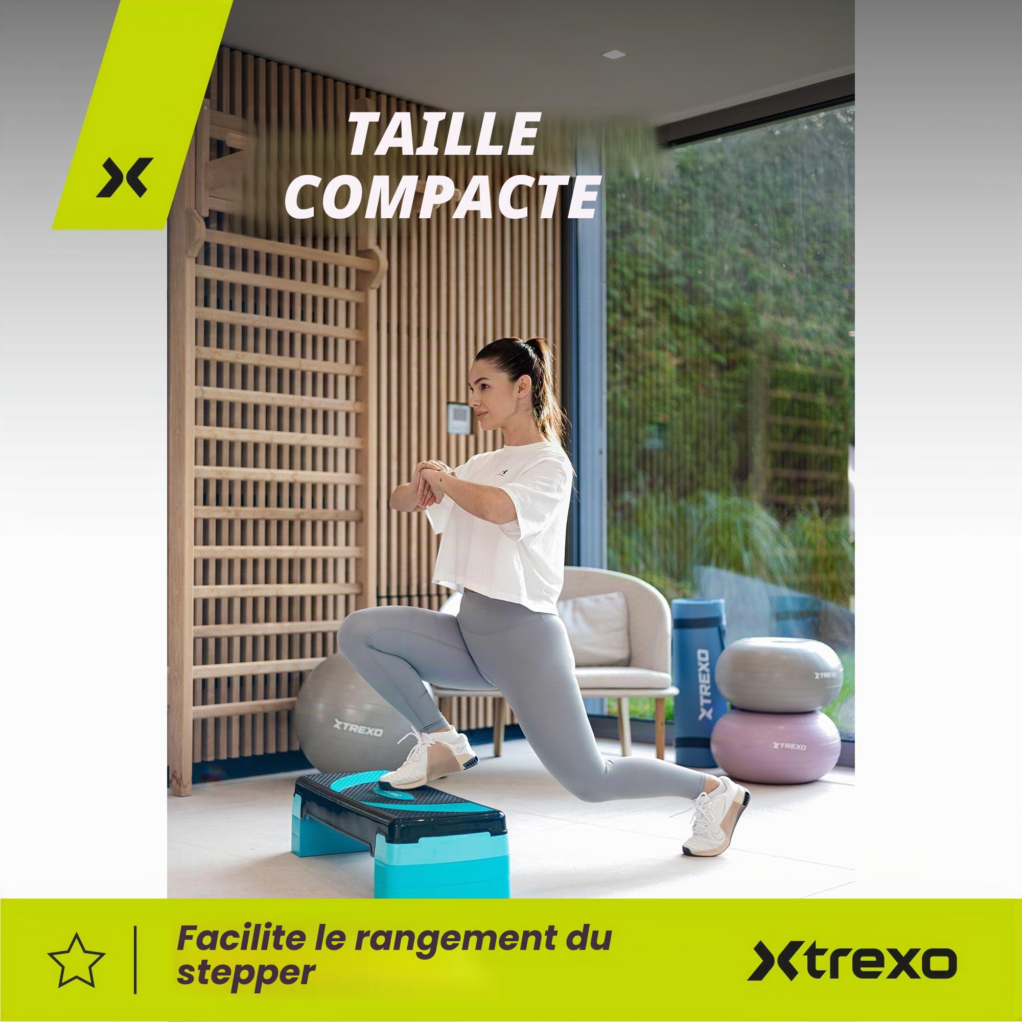 TREXO Marche aérobique 78 x 30 cm hauteur réglable 10-20 cm polypropylène TPR cardio fitness