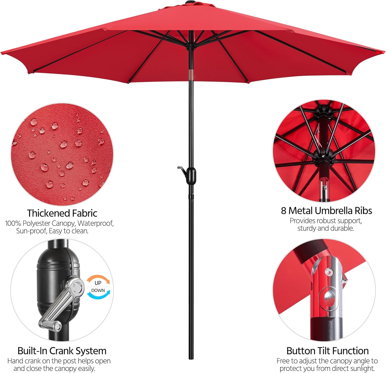 Yaheetech Patio Umbrella with Base Included, 7.5ft/9ft/10ft Outdoor Umbrellas for Patio with Base, Sunbrella Yard Sun Shade for Beach Pool Deck Beach