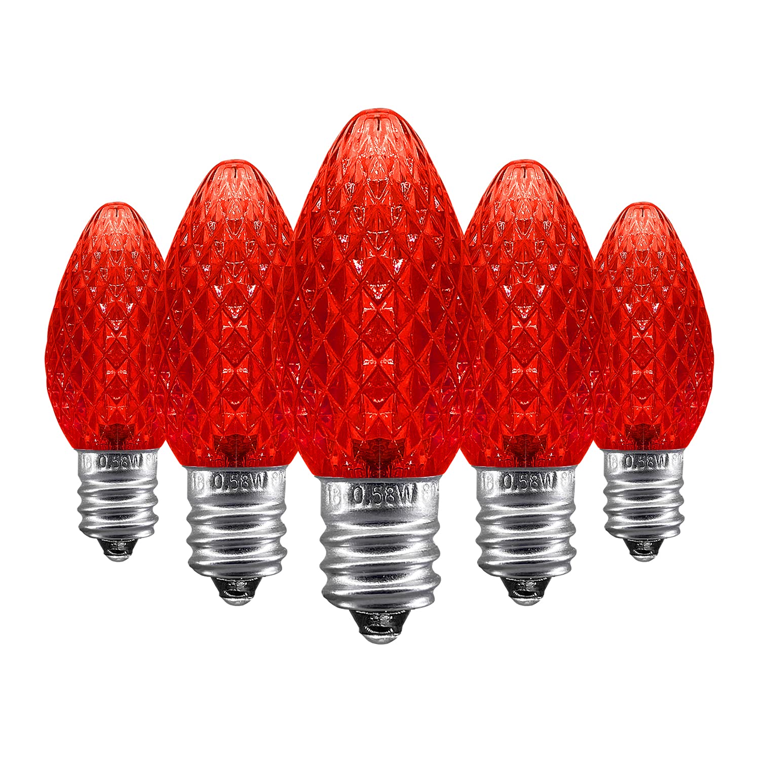 Minleon UL Listed Box of 25 C7 Led Replacement Bulbs,2 SMD LEDs in C7 Dimmable Lights Bulb for Outdoor Halloween Christmas String Lights,Full Waterproof and Break Resistant(Red Color)