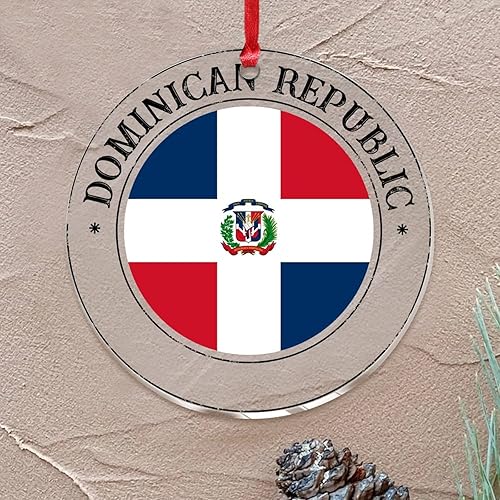 Adornos de Navidad 2022 de República Dominicana adorno de Navidad de acrílico con diseño de mapa estatal esfera de Navidad bandera nacional regalo