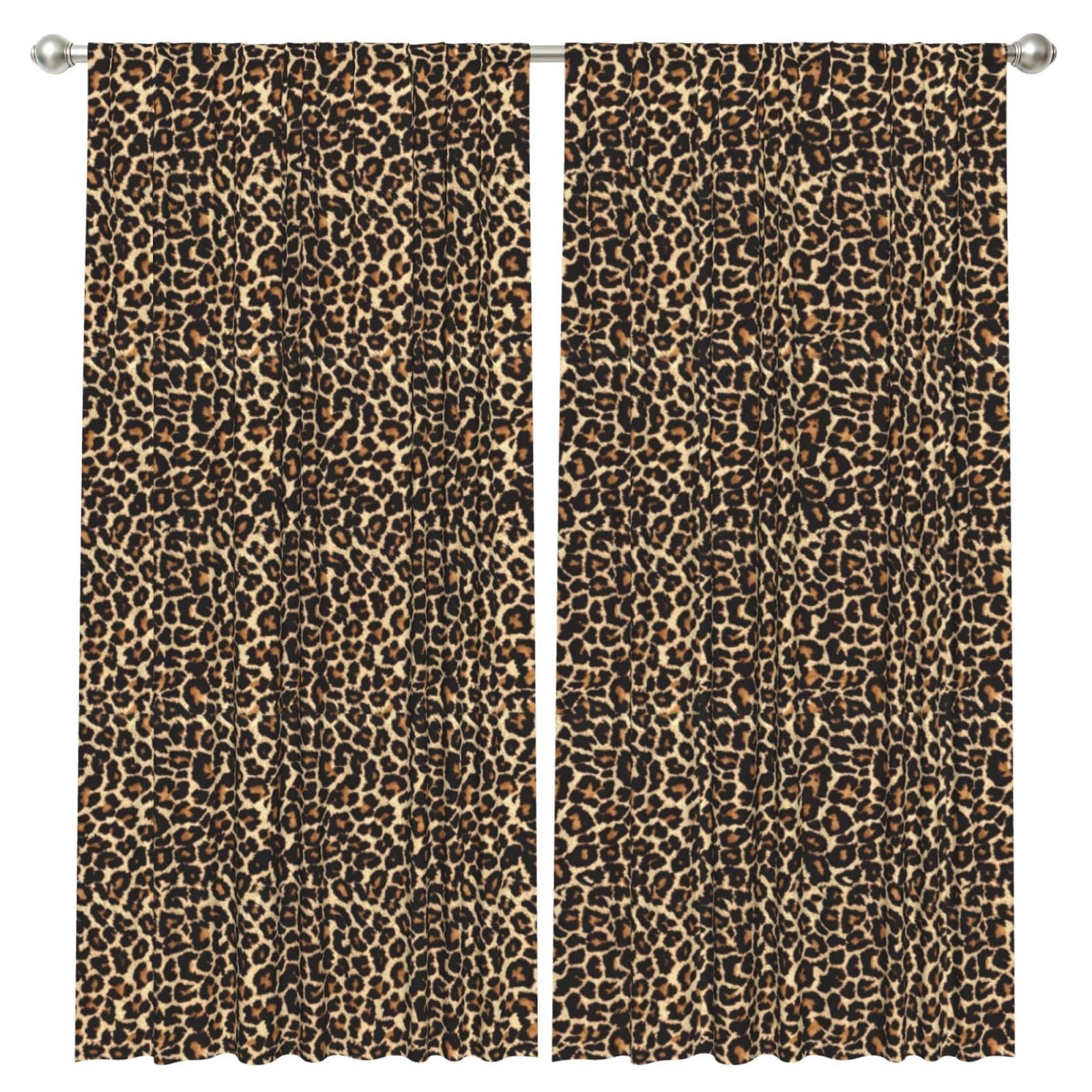 InOmak Leopard Design, 2 Panels Window Curtains 52 x 84 Inch Blackout Curtains for Living Room Bedroom