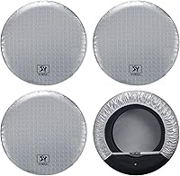 SYERAL RV Tire Covers Set of 4, 27-29 Inch Waterproof Anti-UV Silver Aluminum Film Protectors for Trailer Camper Truck SUV