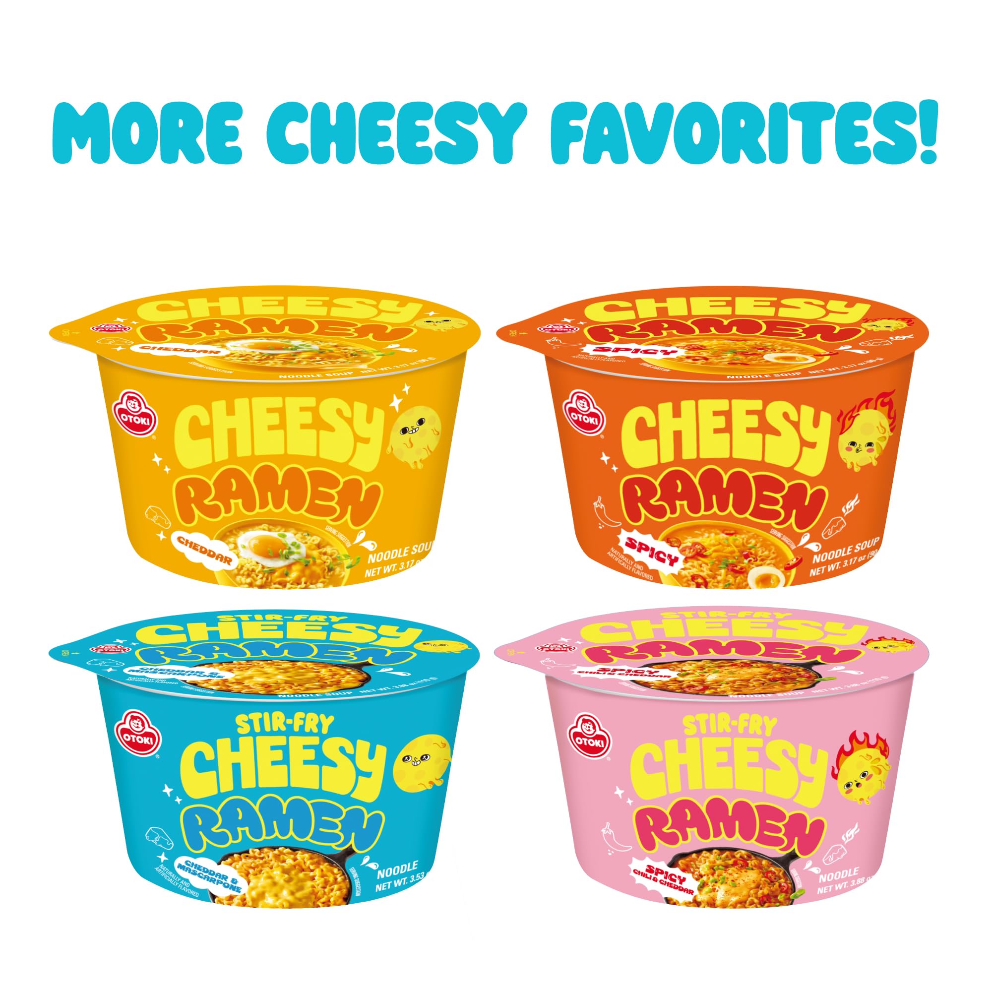 Cheesy Stir-Fry Ramen (Bowl) – Cheddar & Mascarpone Flavor | Creamy & Savory Korean Instant Noodles | 3.53 oz (Pack of 6)