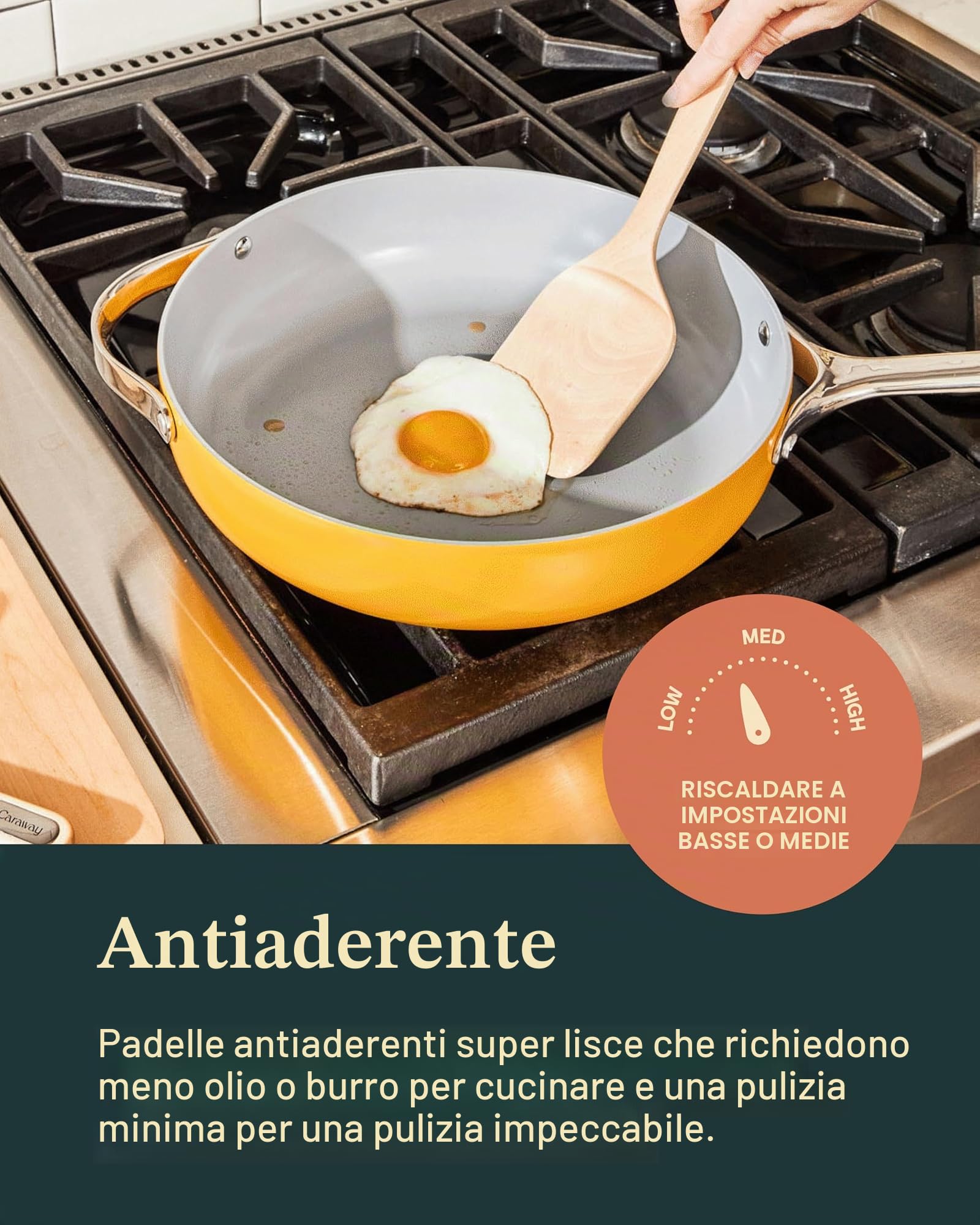 Caraway Set di pentole in ceramica antiaderente (12 pezzi), pentole, padelle, coperchi e contenitori da cucina, senza PFAS e PFOA, set di padelle adatte al forno e compatibili con tutti i piani