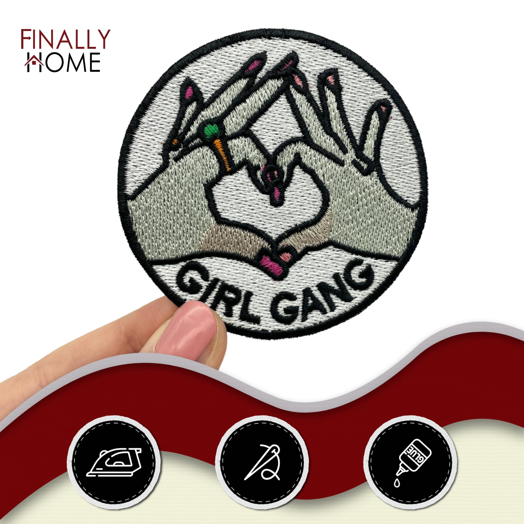 Toppa ricamata termoadesiva Girl Power: applicazione con cuore
